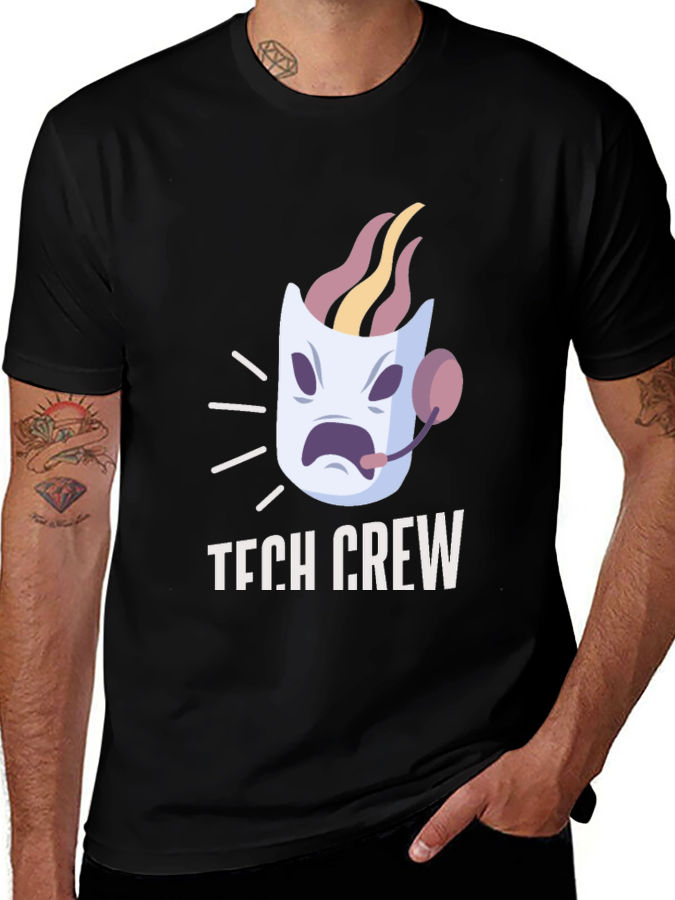 Tech Crew T-Shirt - Fun Cartoon Support Design