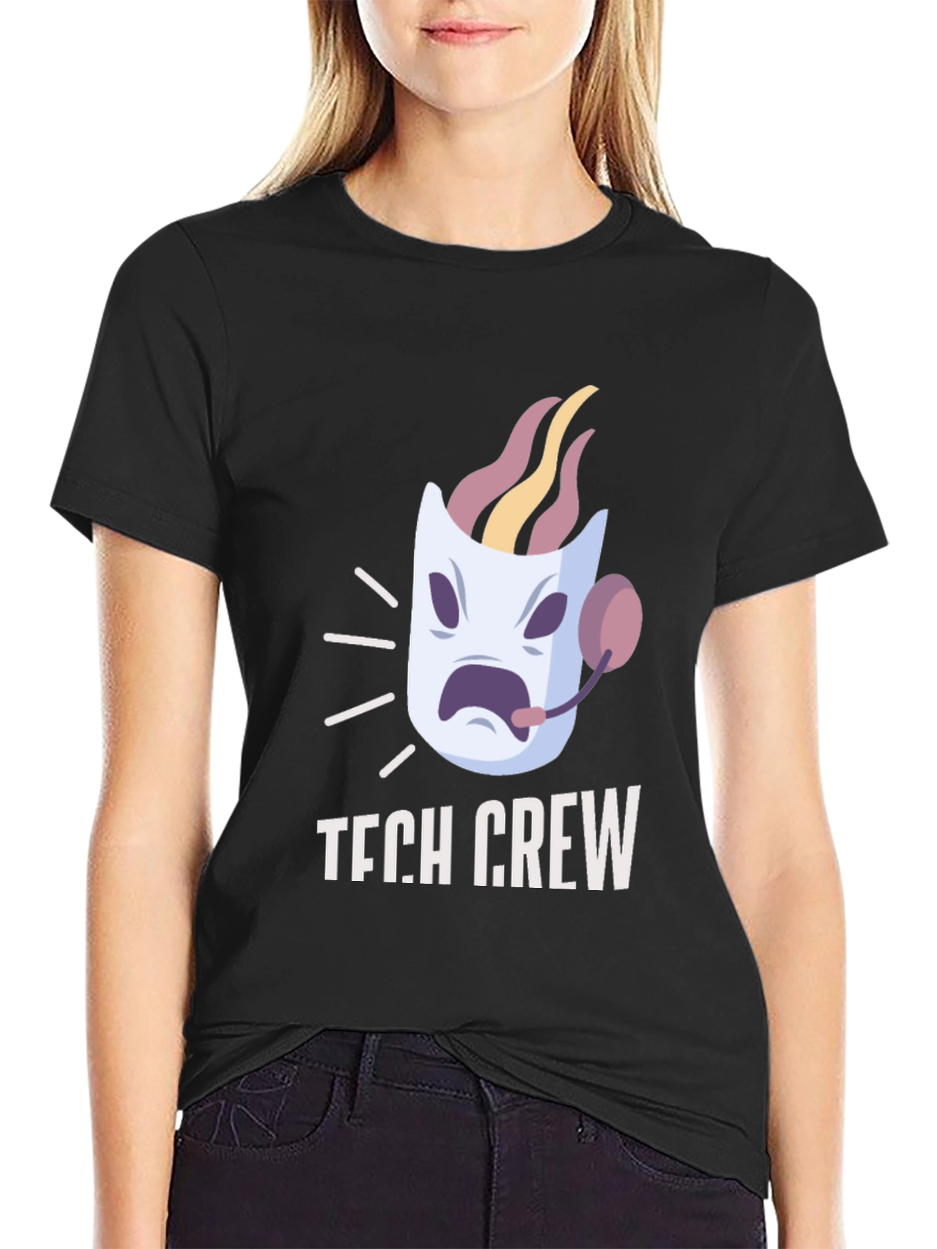 Tech Crew T-Shirt - Fun Cartoon Support Design