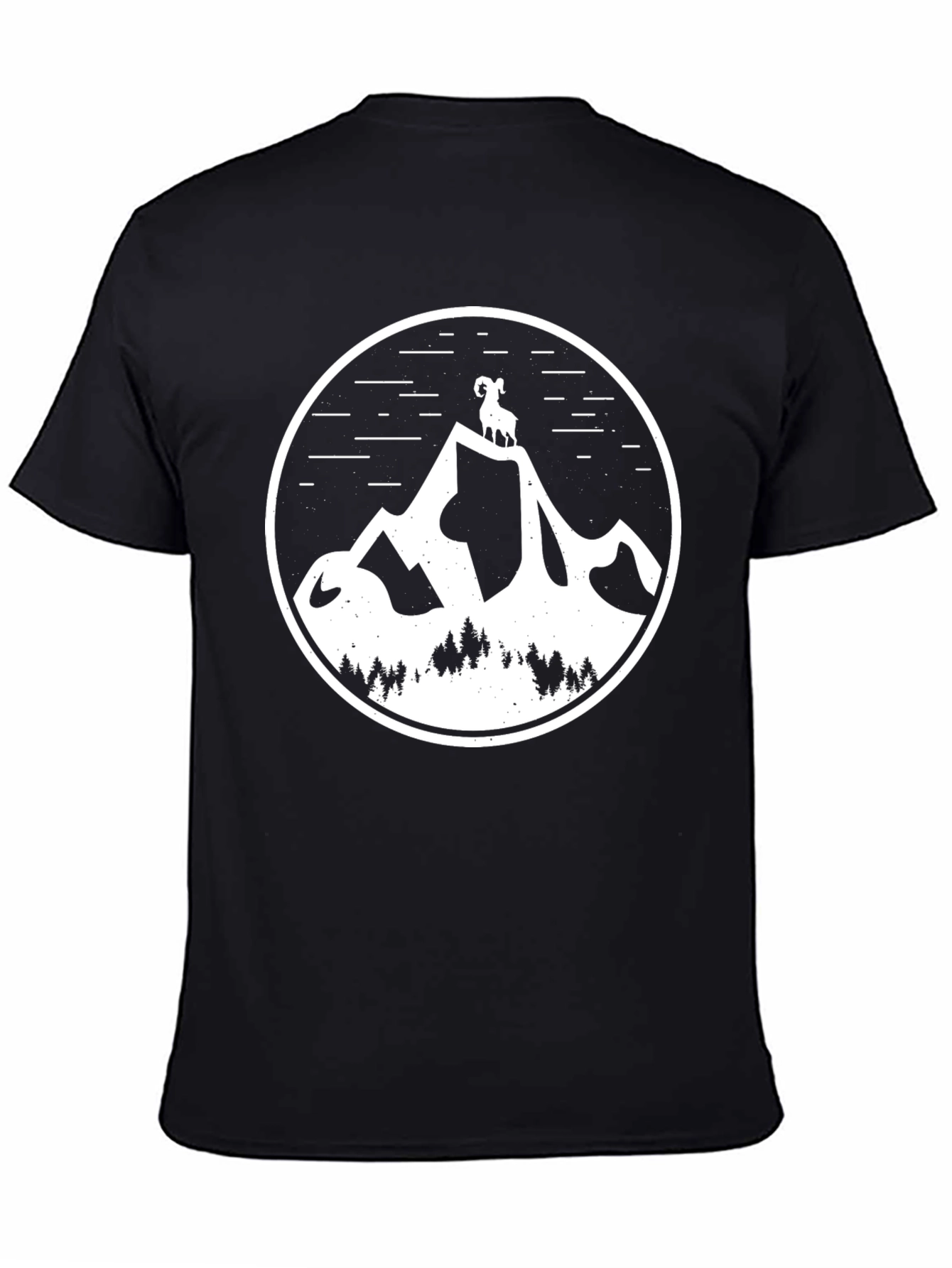 Mountain Ram Graphic Tee - Black Cotton T-Shirt
