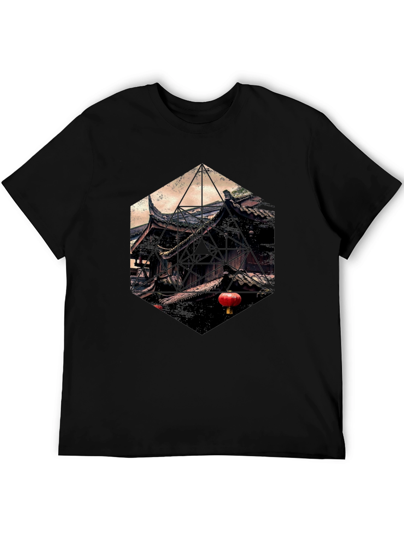 Geometric Temple Graphic T-Shirt - Unique Design