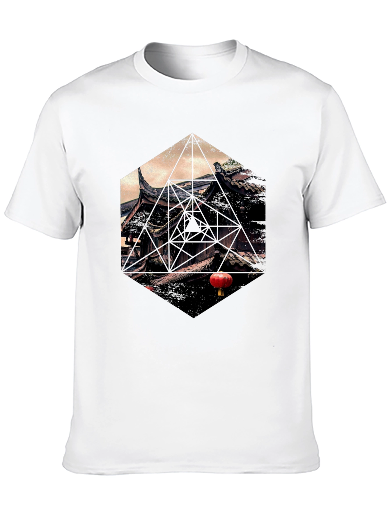 Geometric Temple Graphic T-Shirt - Unique Design