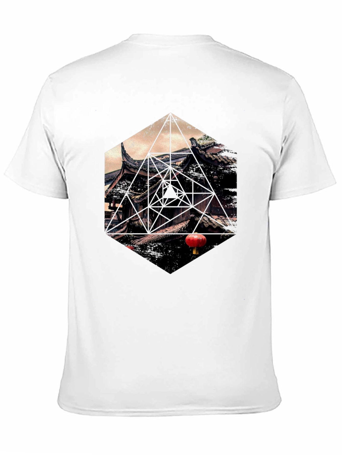 Geometric Temple Graphic T-Shirt - Unique Design