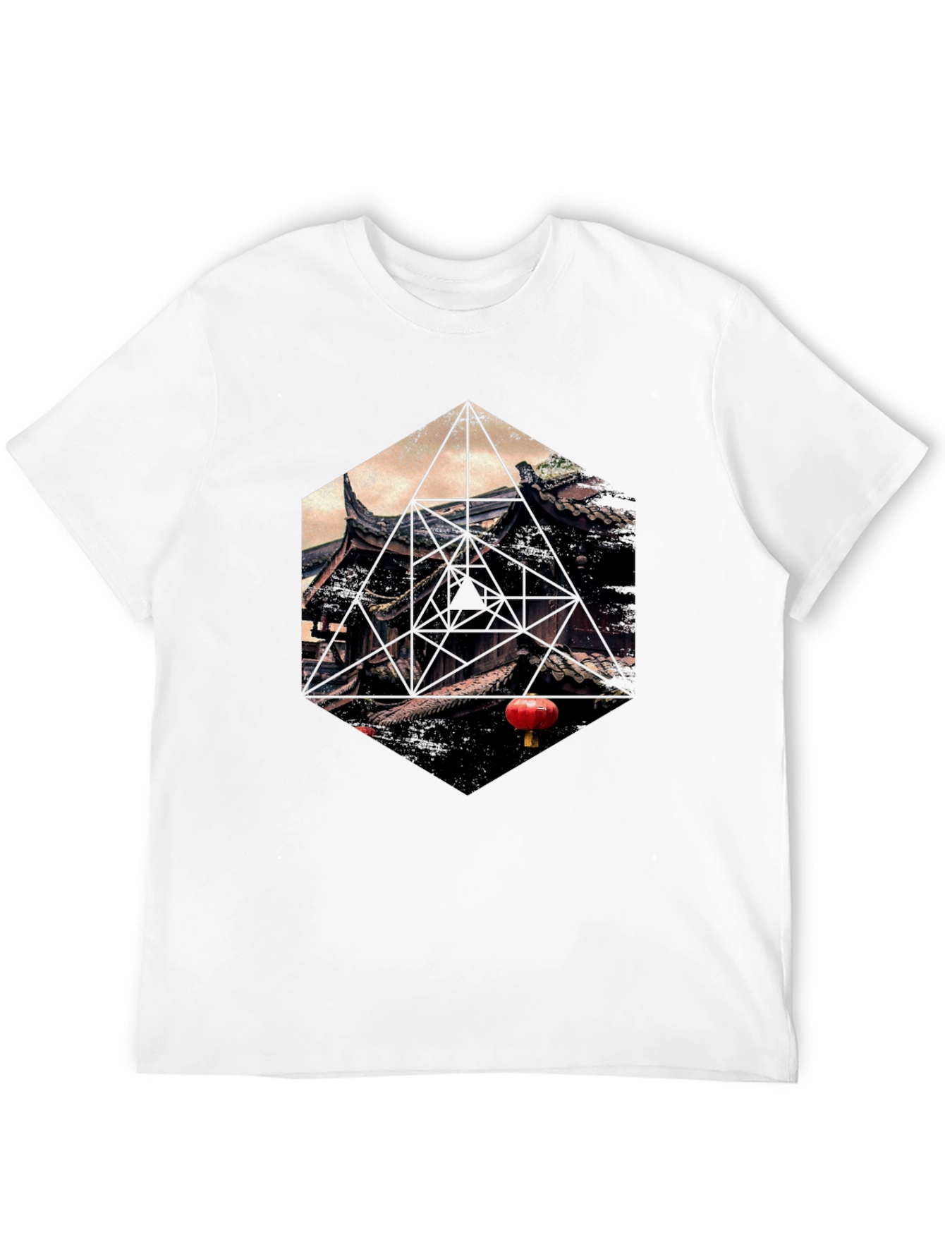Geometric Temple Graphic T-Shirt - Unique Design