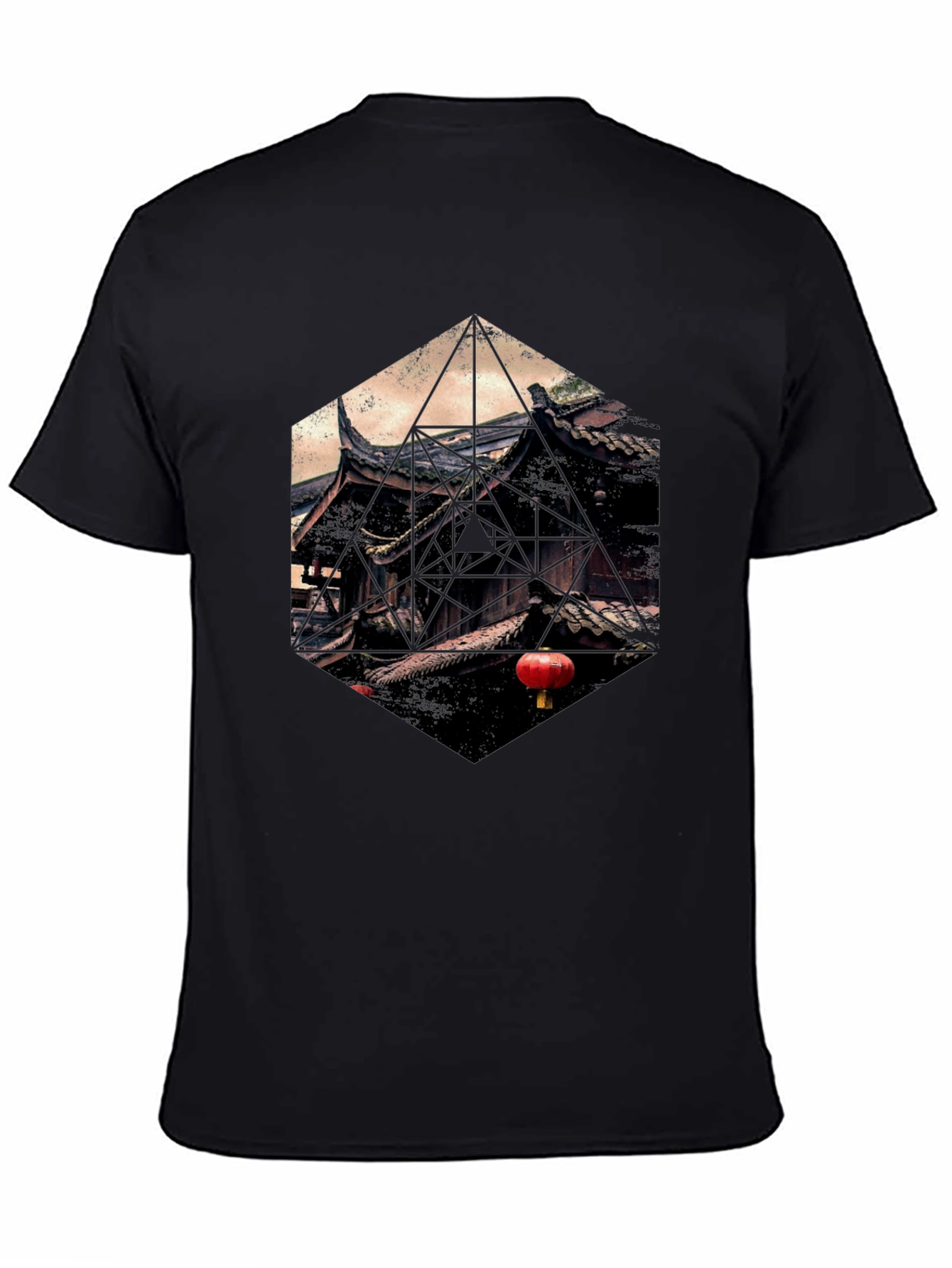 Geometric Temple Graphic T-Shirt - Unique Design