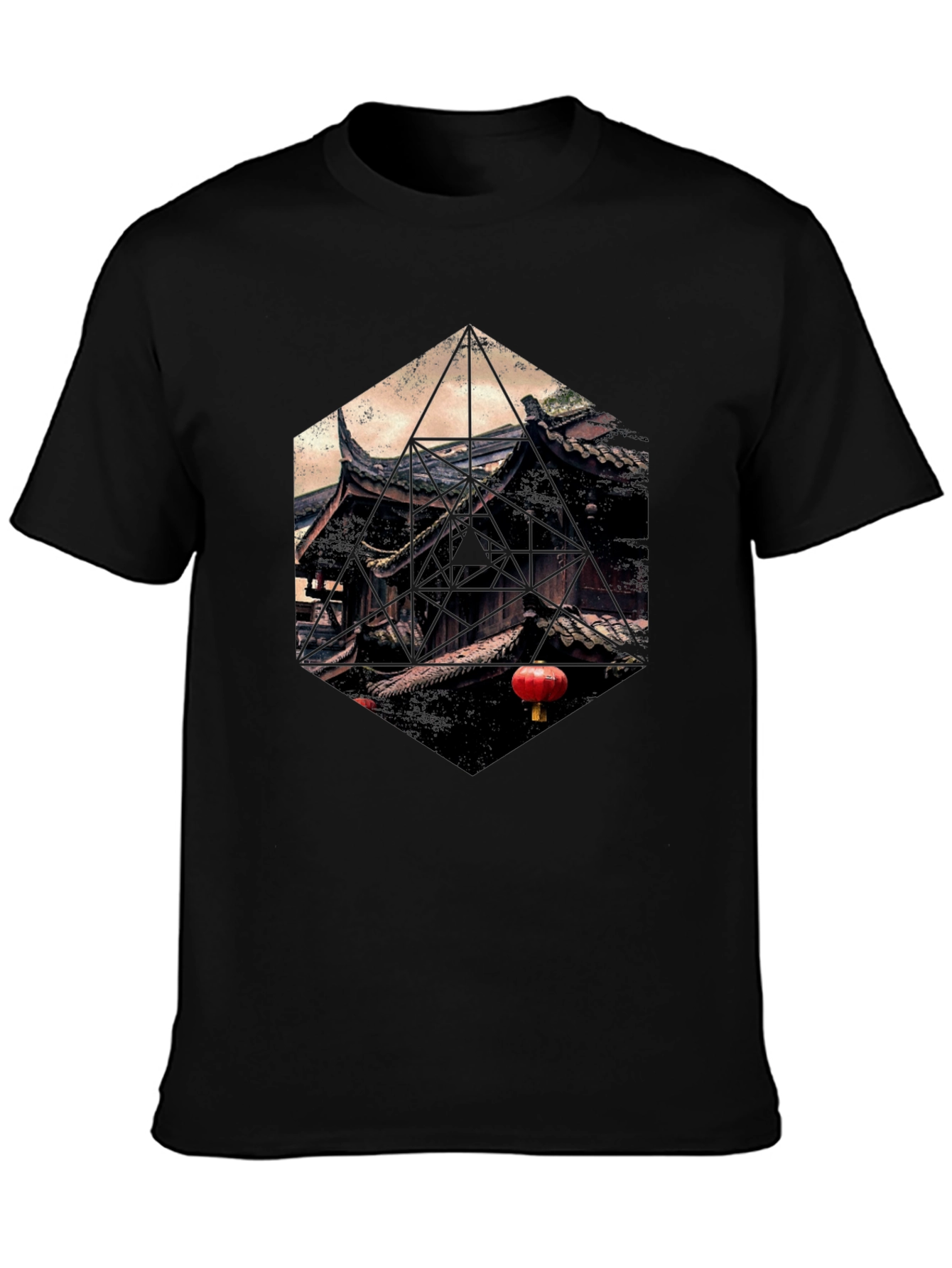 Geometric Temple Graphic T-Shirt - Unique Design