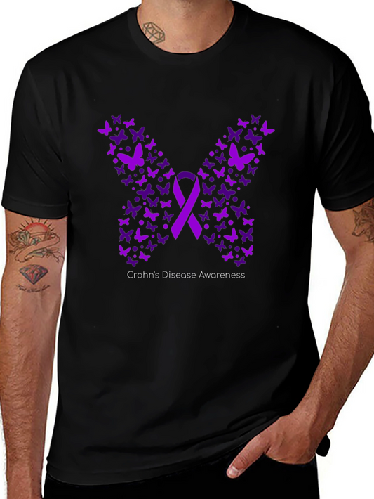 Crohns Disease Awareness Butterfly Ribbon T-Shirt