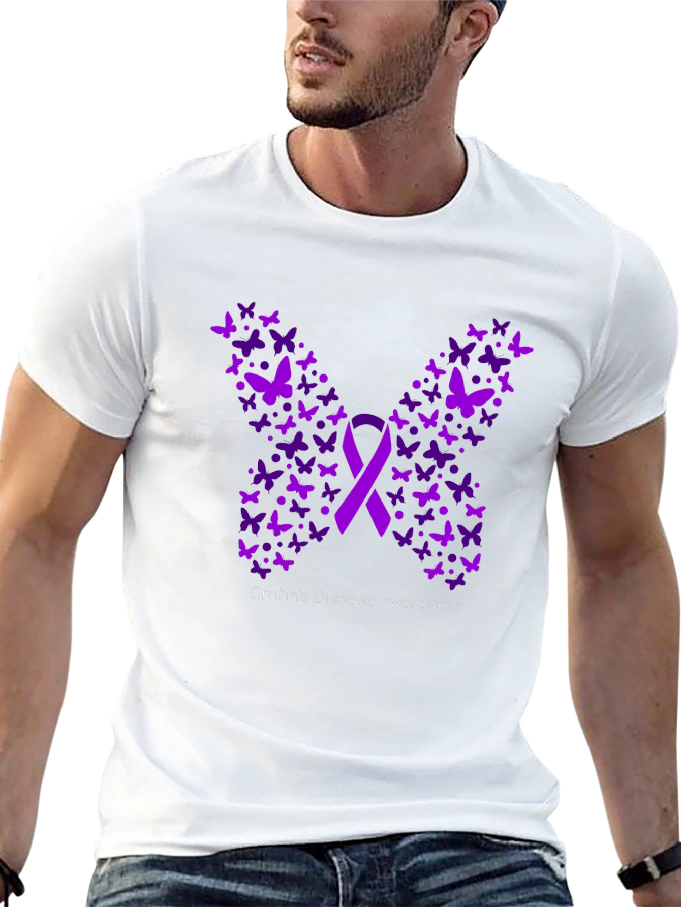 Crohns Disease Awareness Butterfly Ribbon T-Shirt