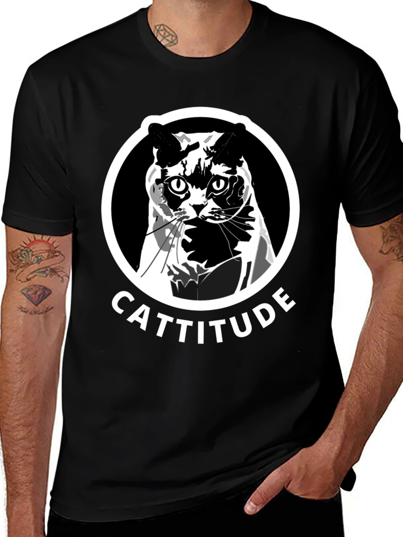 Cattitude Graphic Tee - Black Unisex T-Shirt