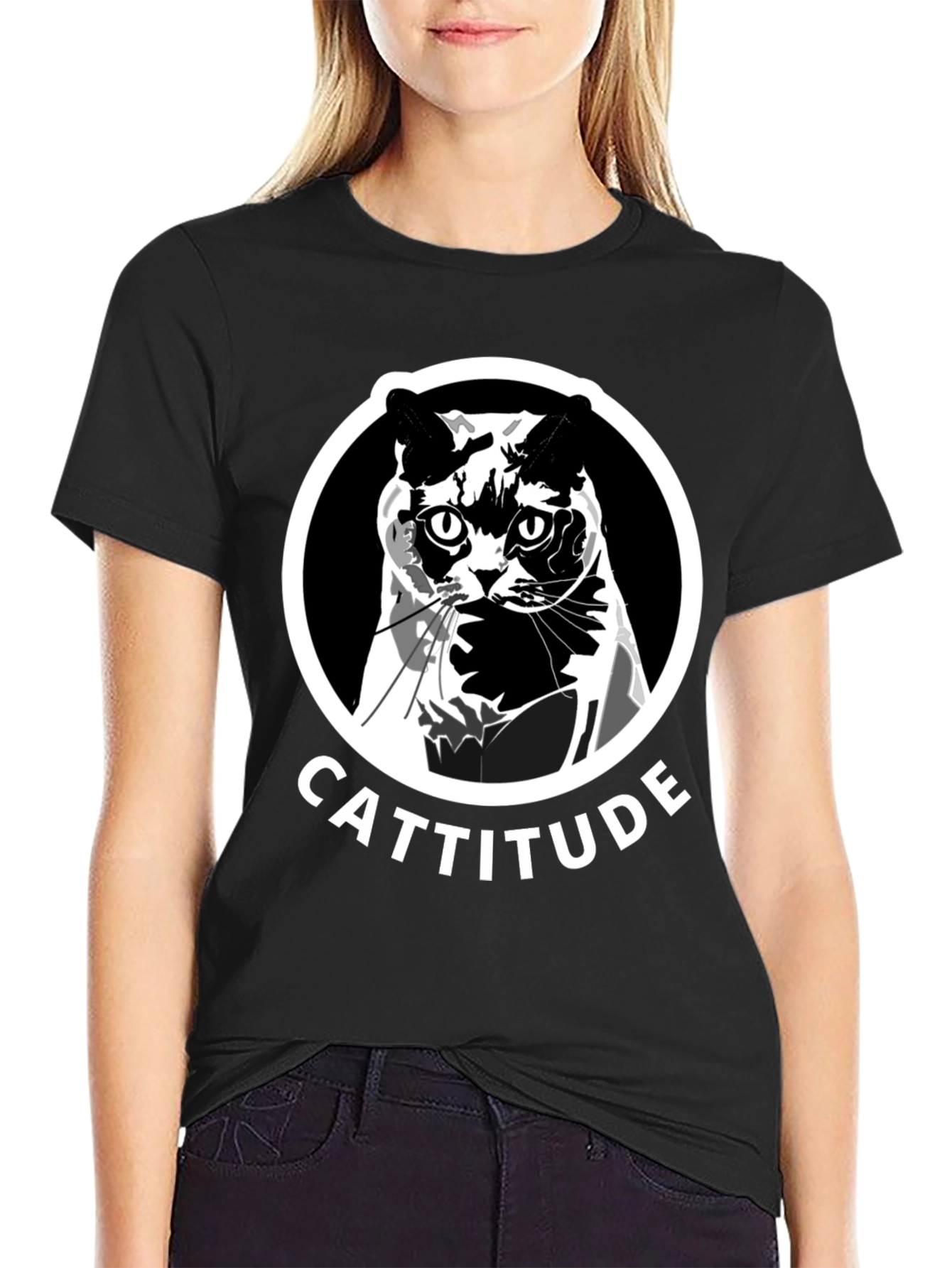 Cattitude Graphic Tee - Black Unisex T-Shirt