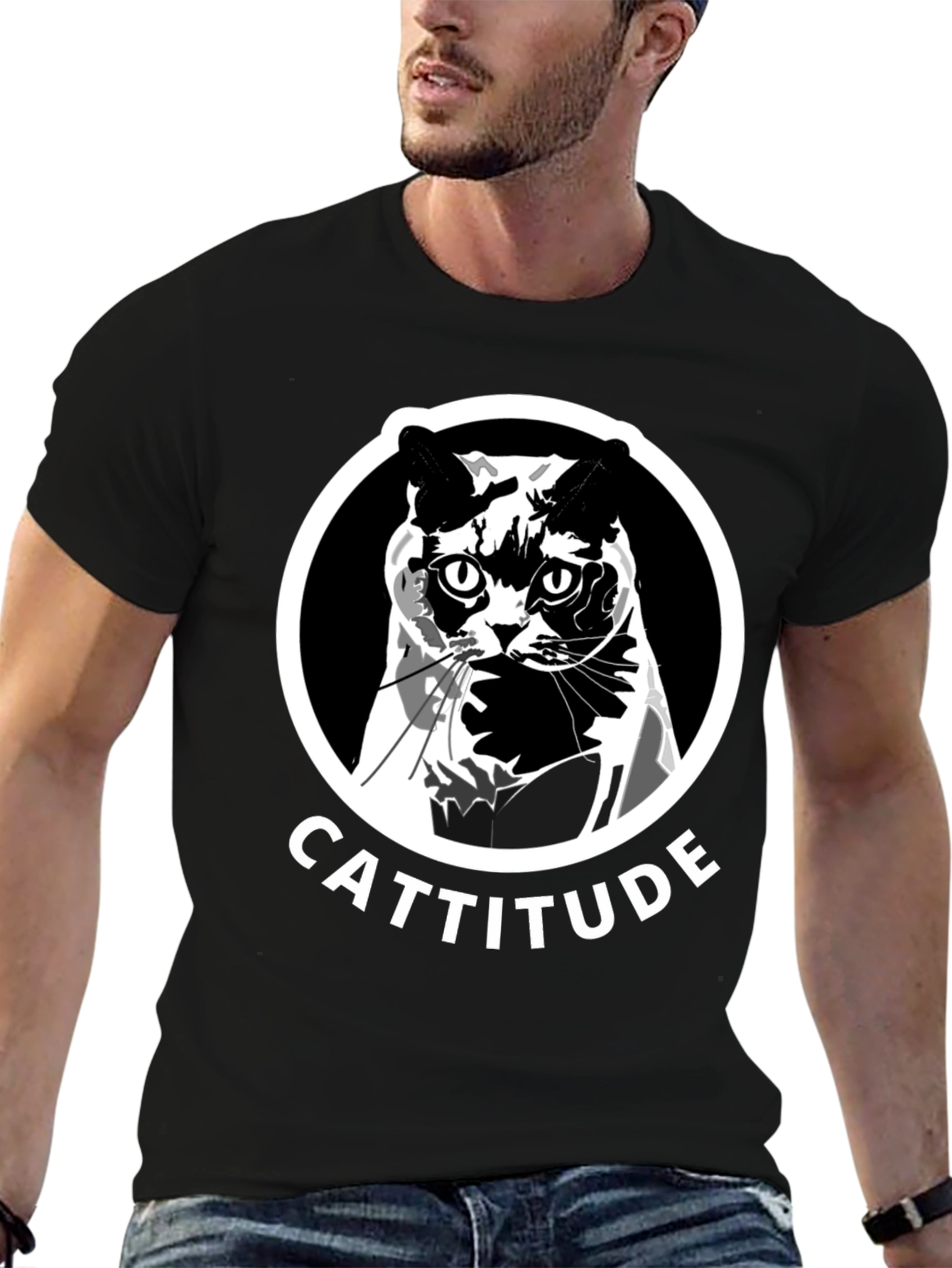 Cattitude Graphic Tee - Black Unisex T-Shirt