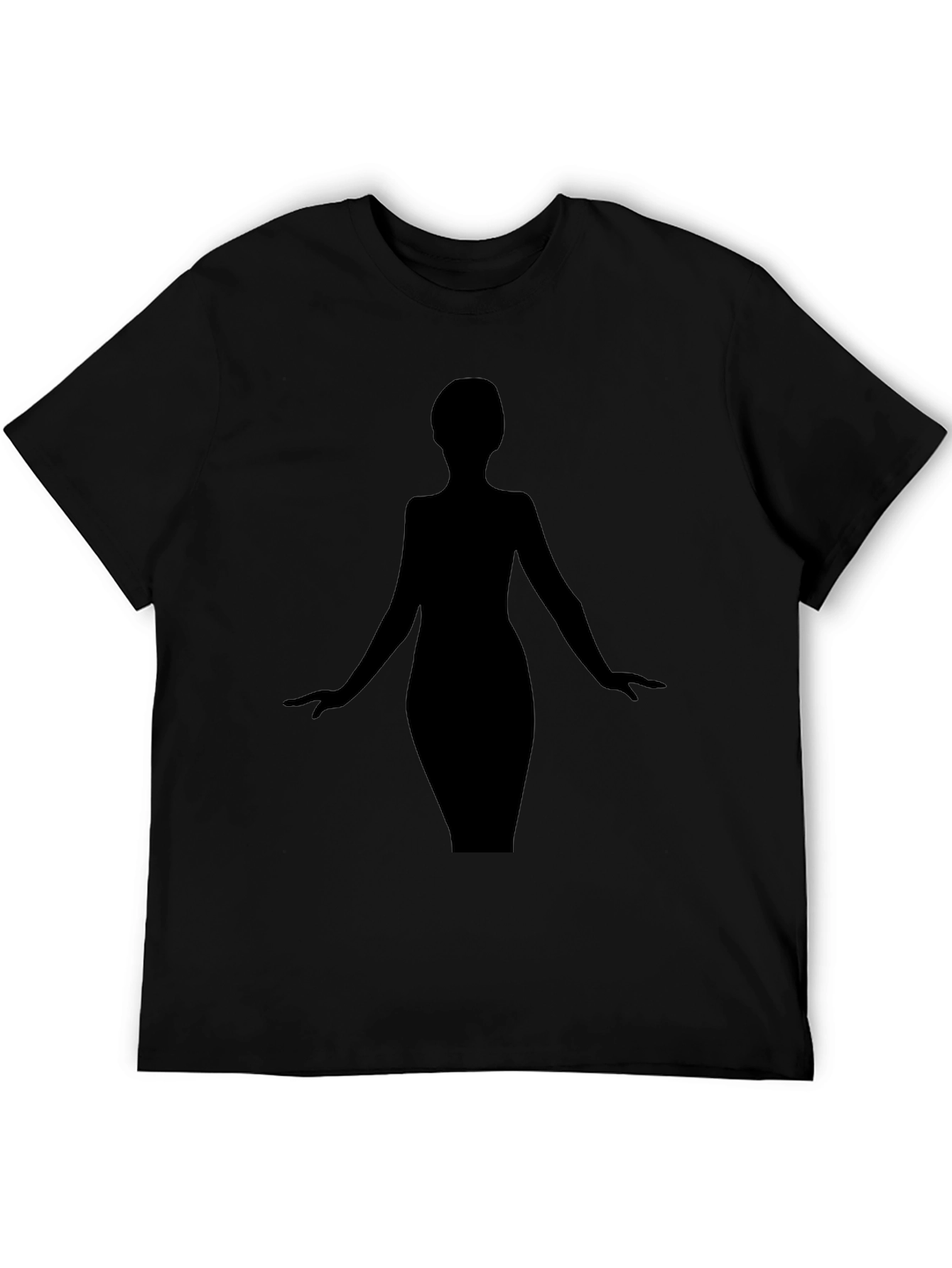 Elegant Woman Silhouette Black T-Shirt