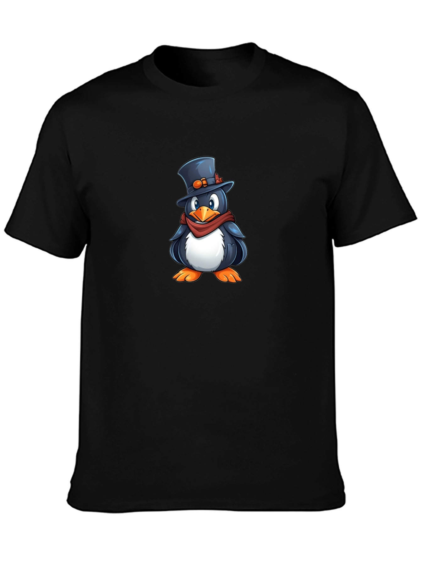 Penguin Top Hat Graphic T-Shirt - Black