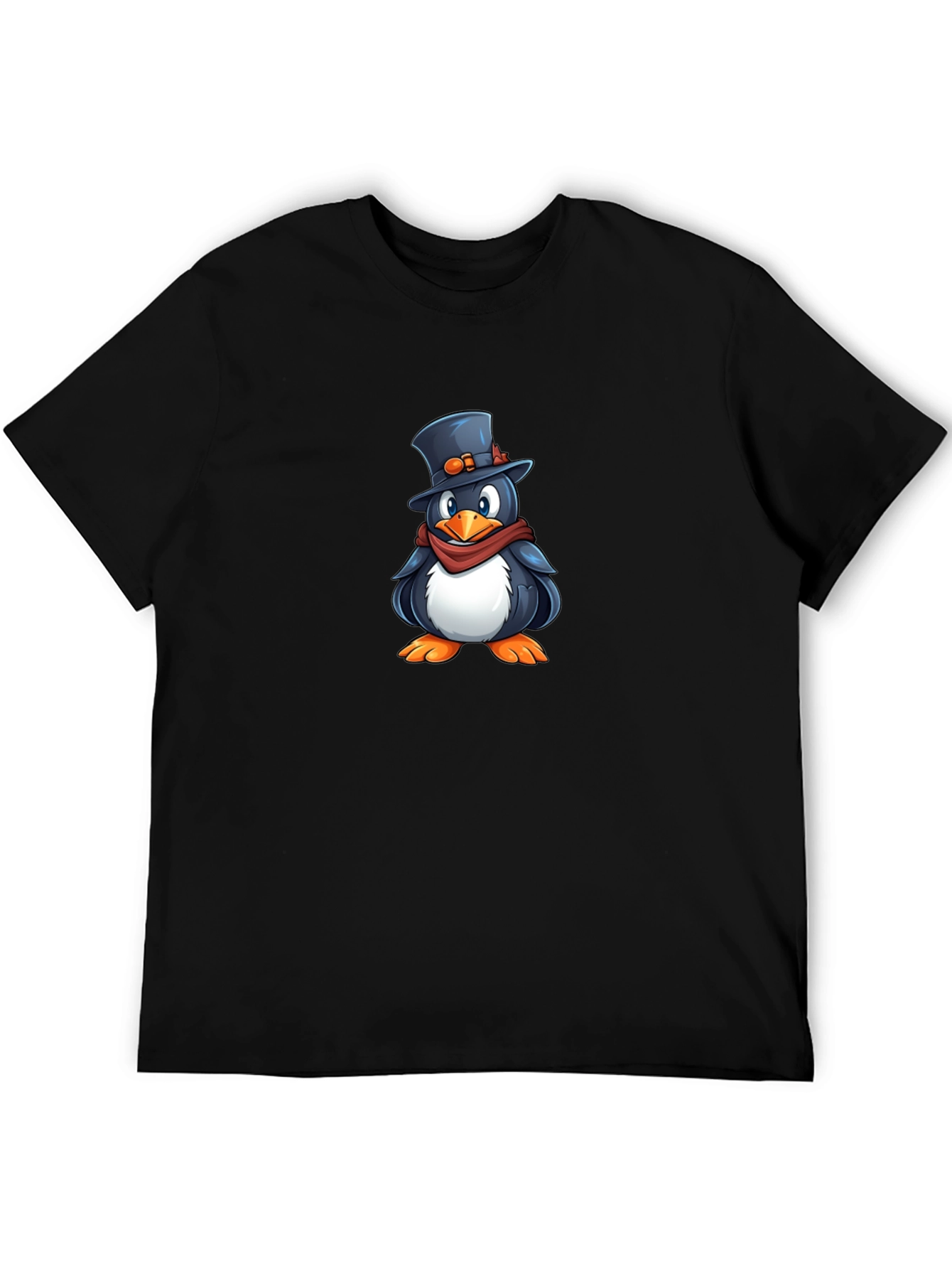 Penguin Top Hat Graphic T-Shirt - Black