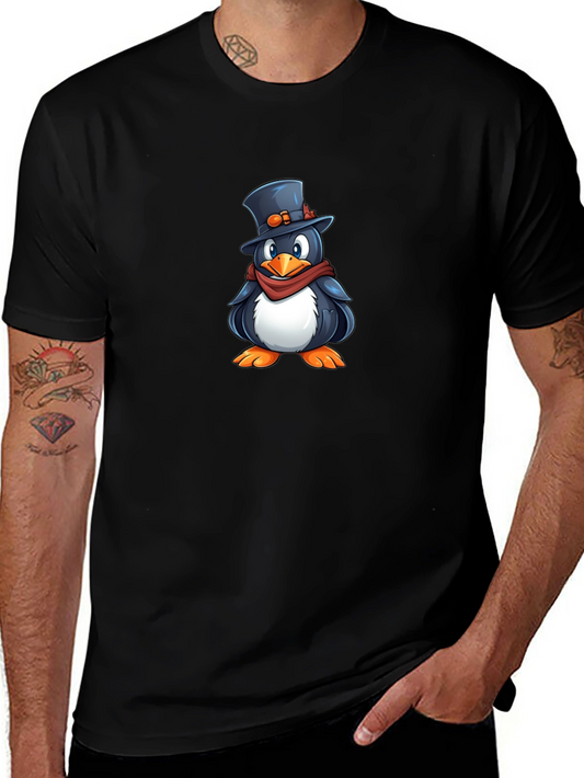 Penguin Top Hat Graphic T-Shirt - Black