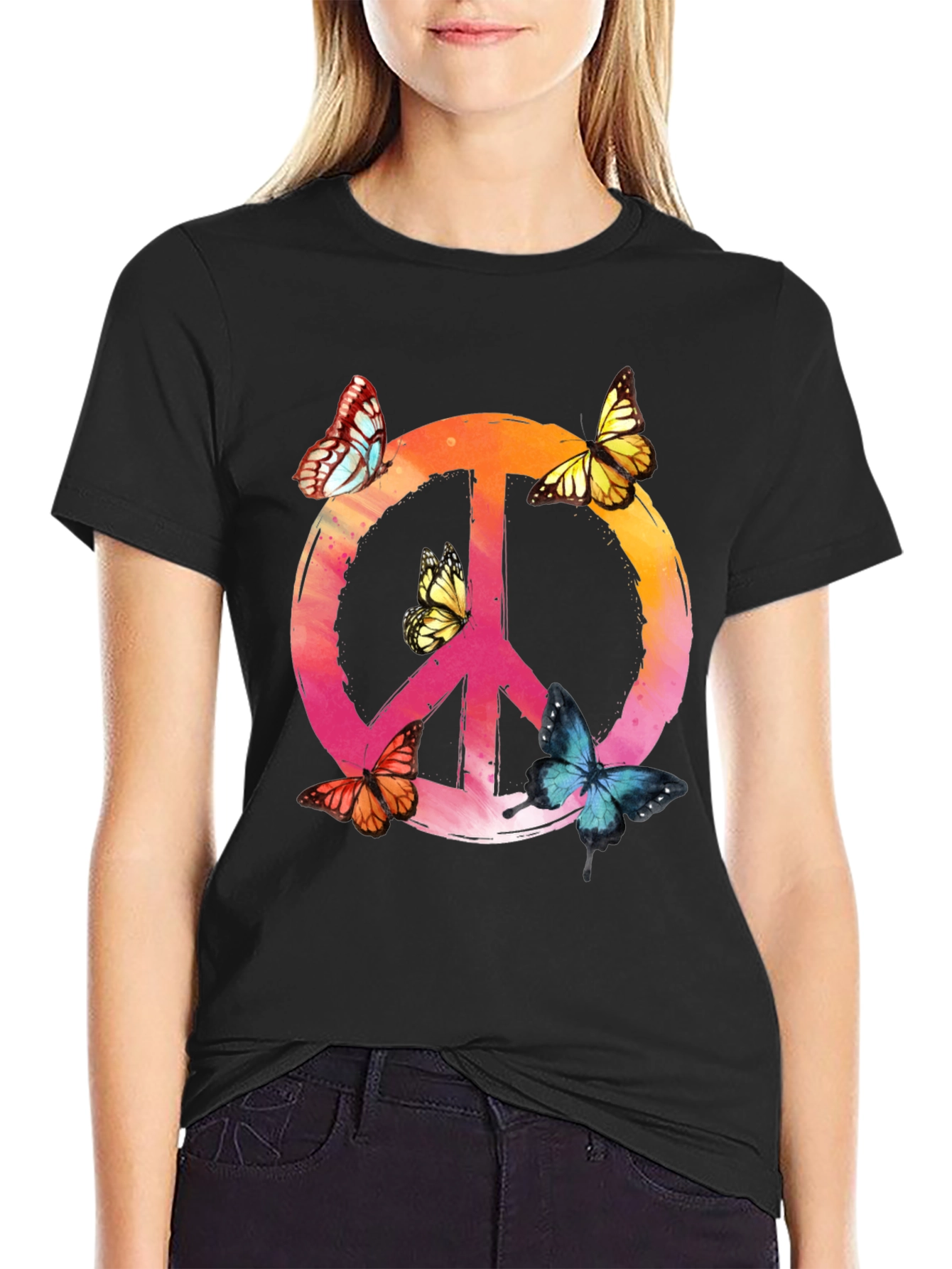 Butterfly Peace Sign Graphic Tee