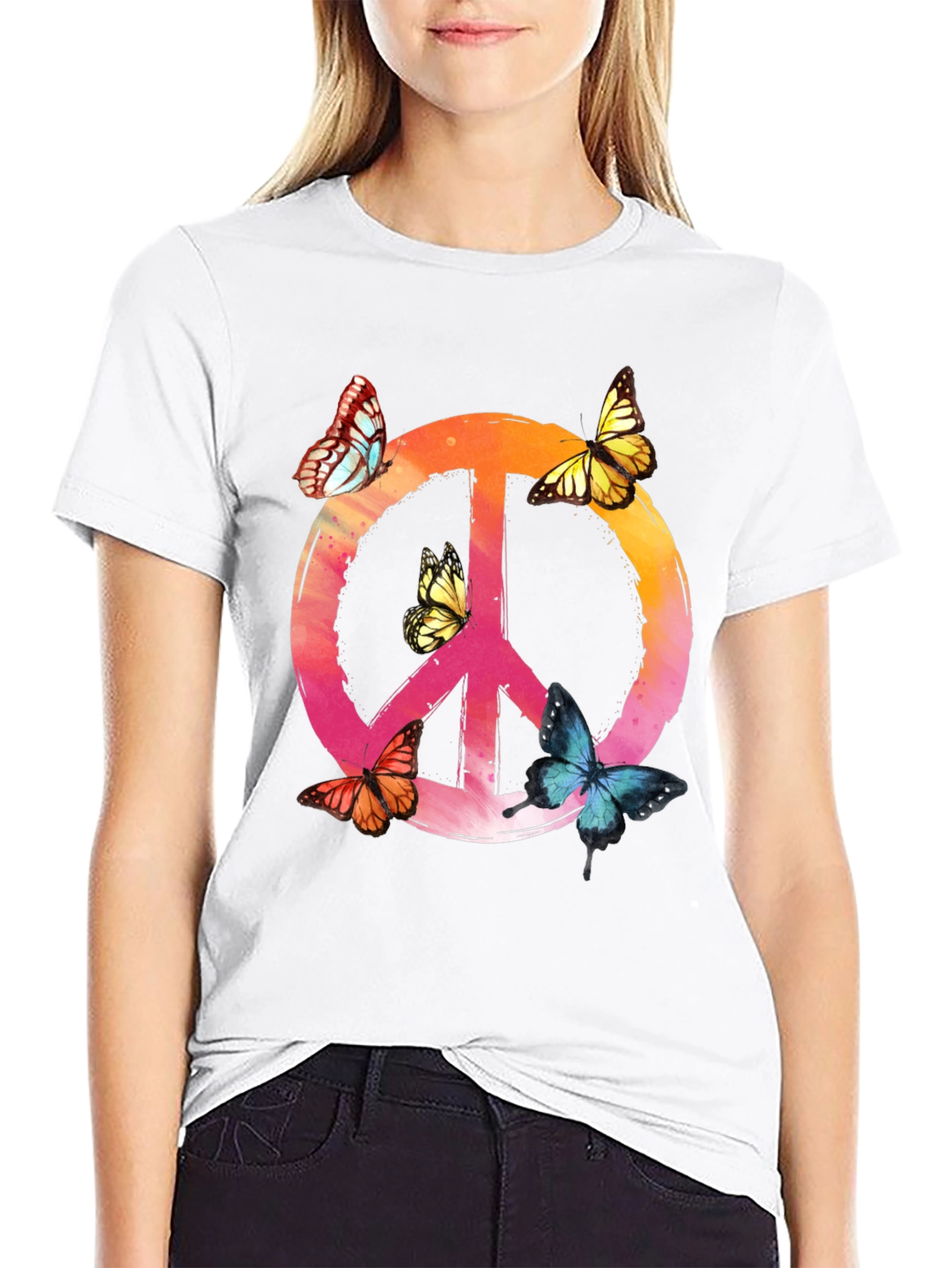 Butterfly Peace Sign Graphic Tee