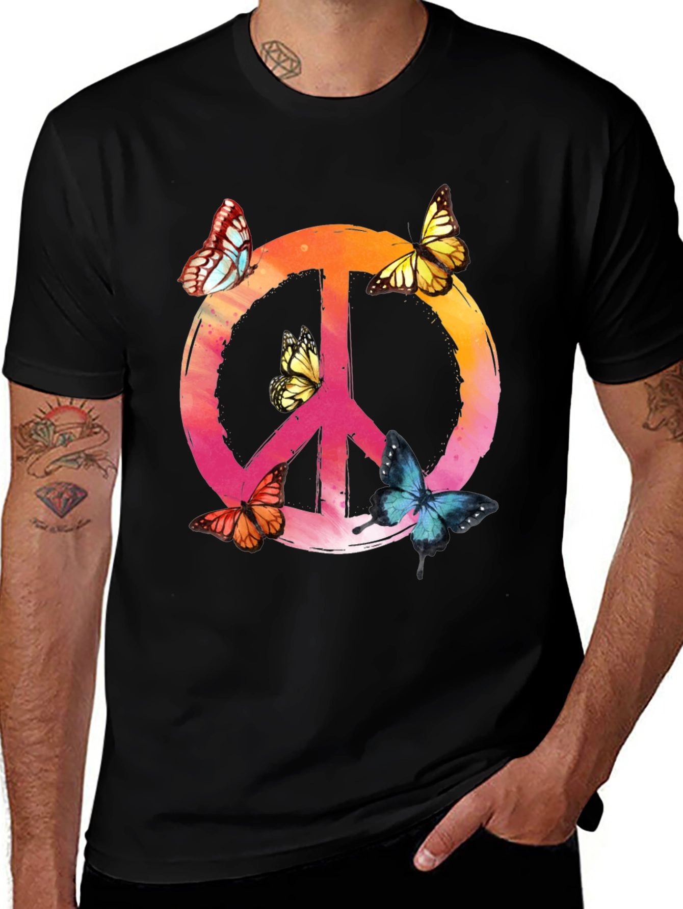 Butterfly Peace Sign Graphic Tee