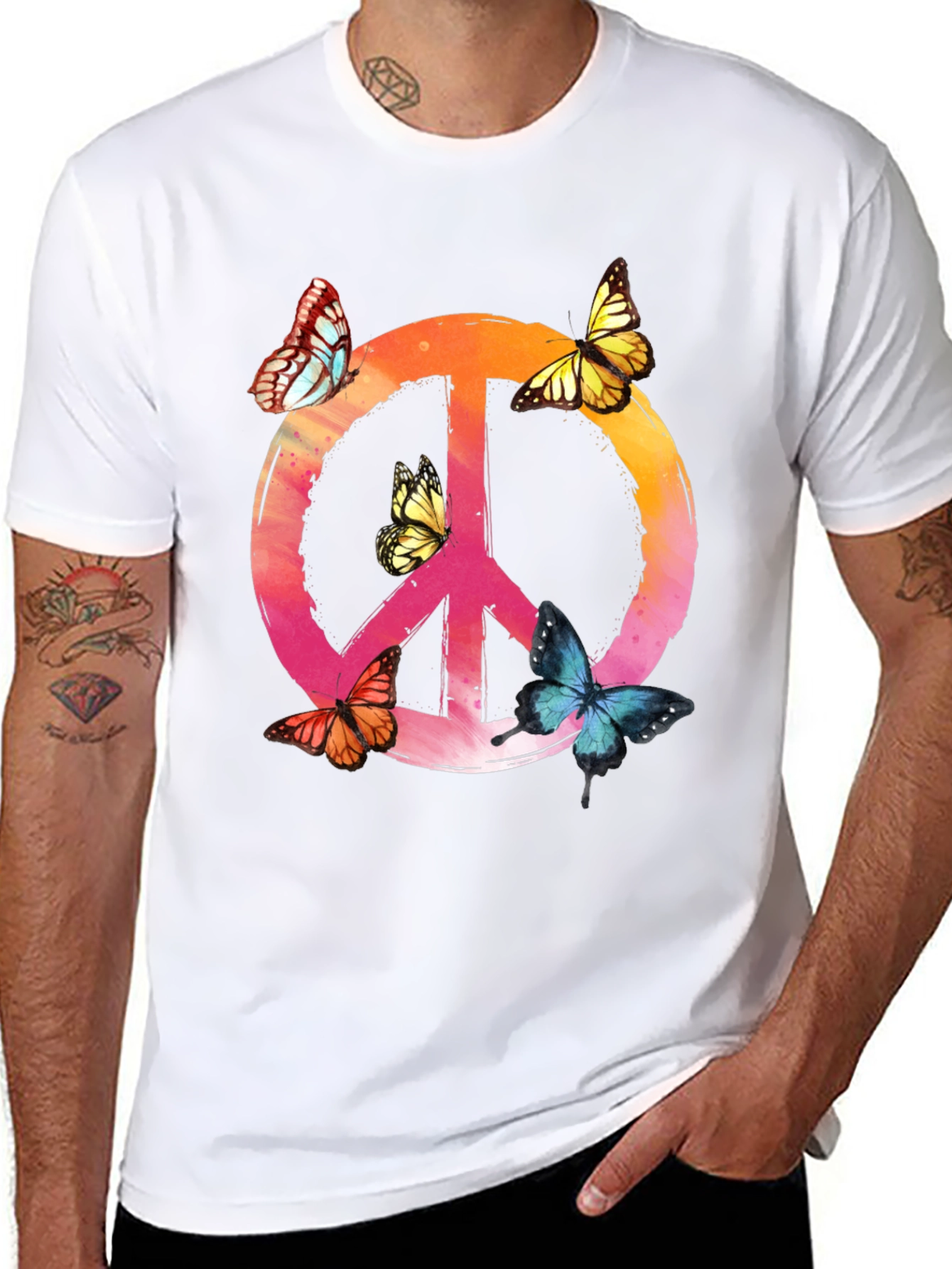 Butterfly Peace Sign Graphic Tee