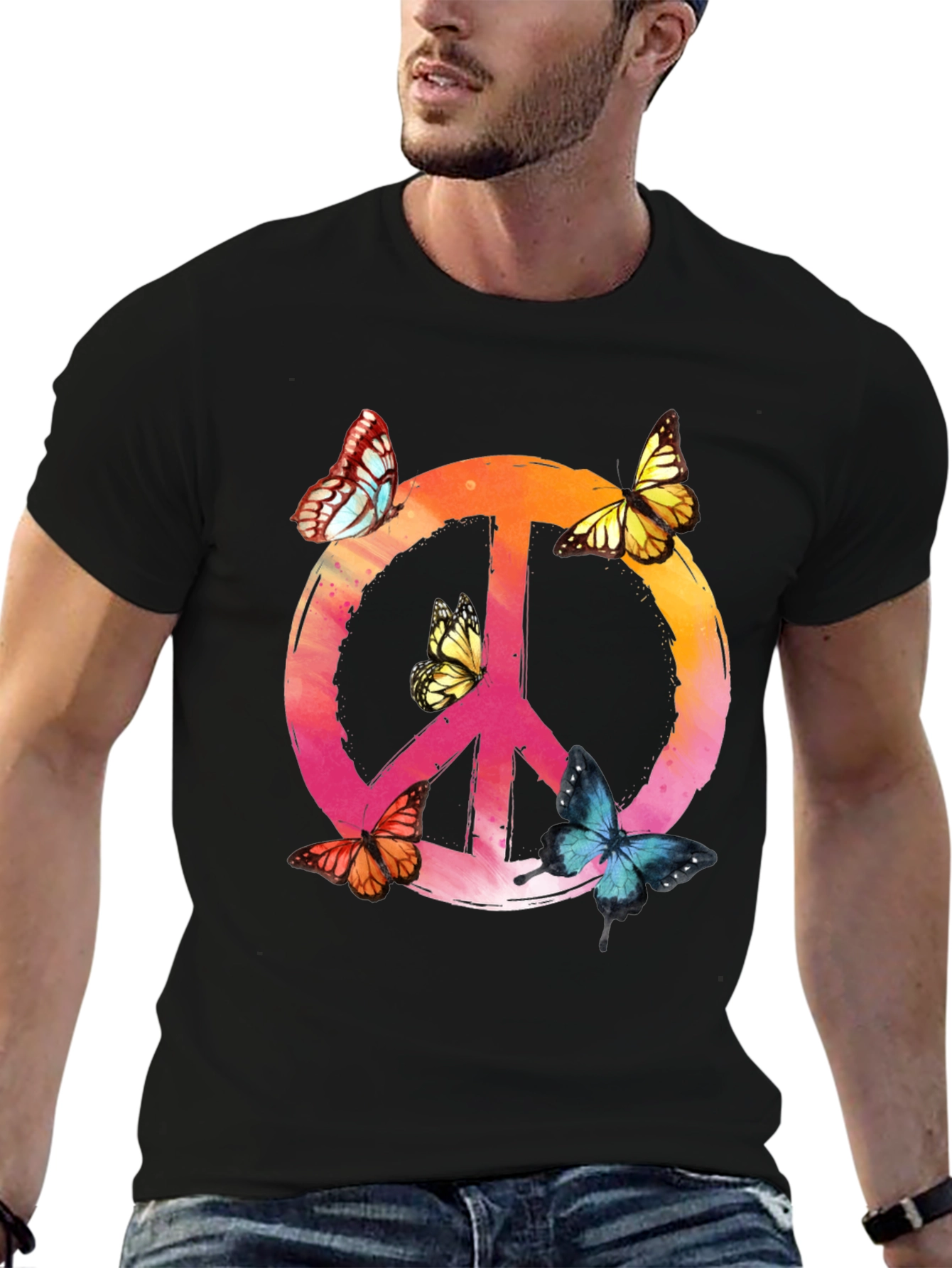 Butterfly Peace Sign Graphic Tee