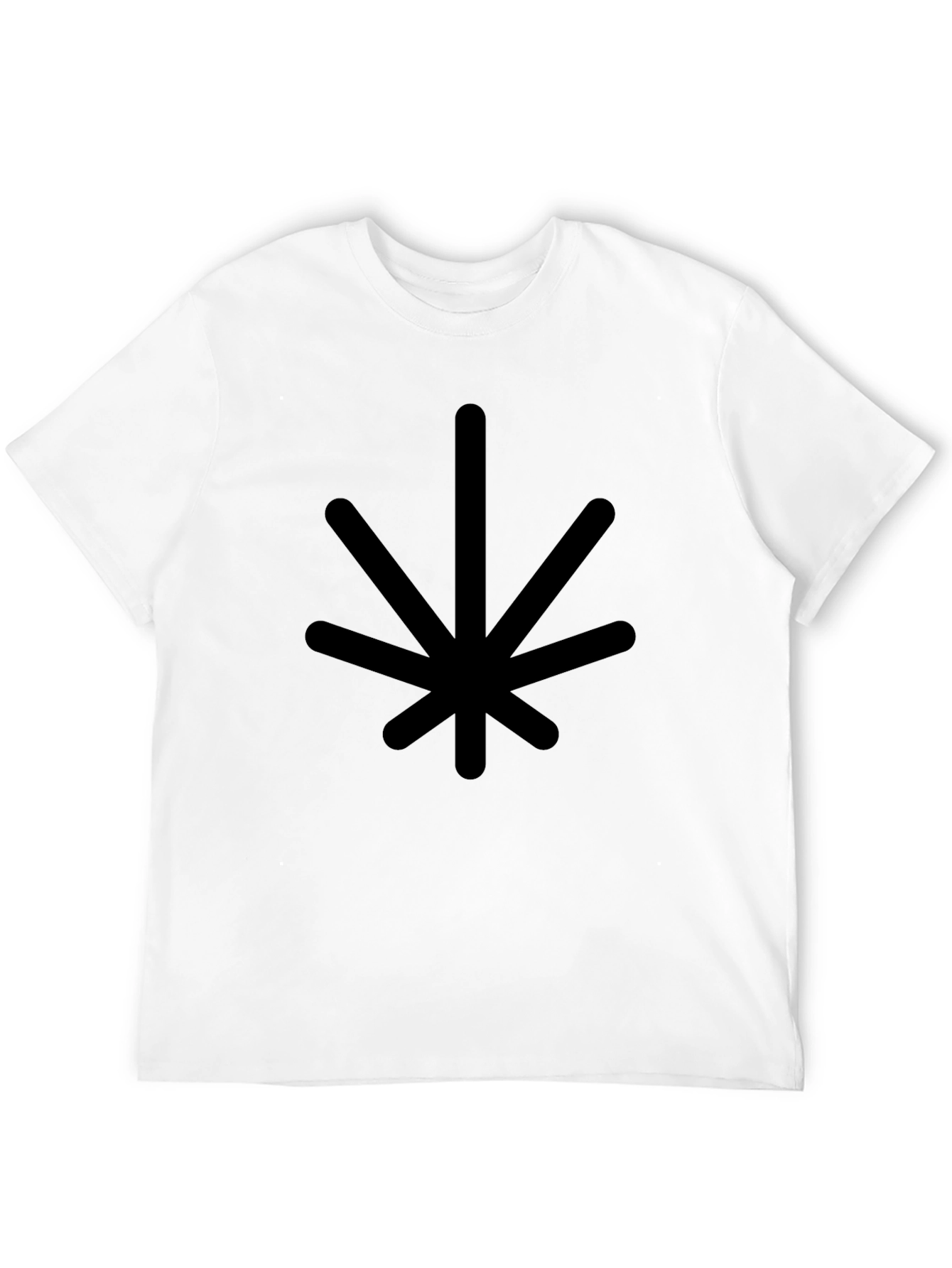 Minimalist Black T-Shirt with Geometric Leaf Design