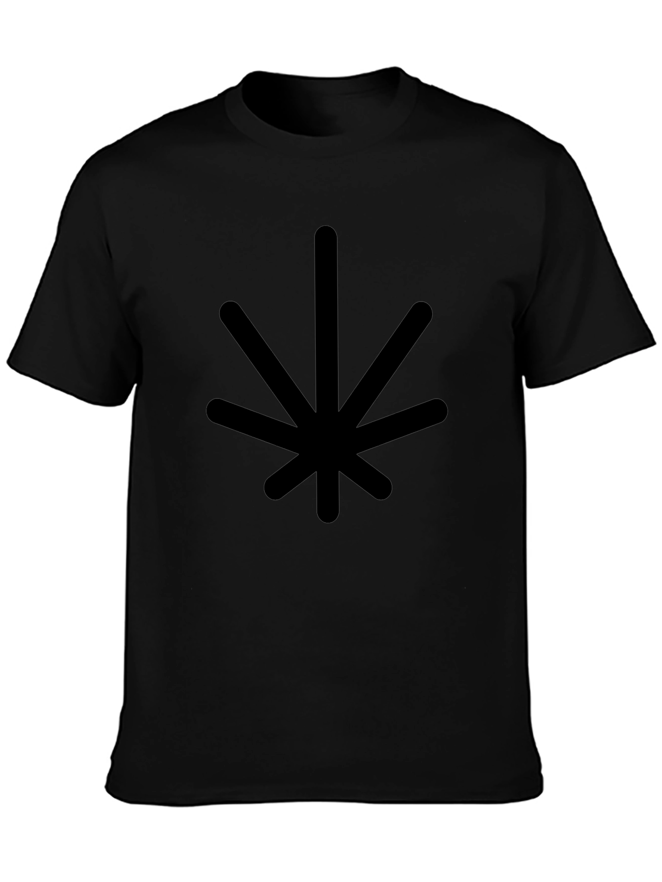Minimalist Black T-Shirt with Geometric Leaf Design