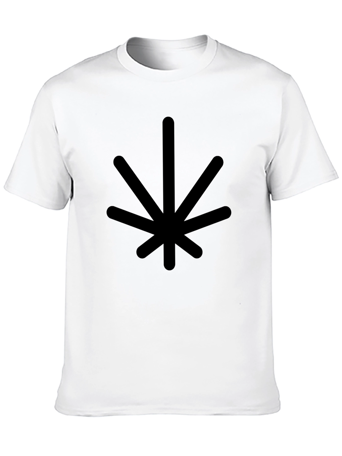 Minimalist Black T-Shirt with Geometric Leaf Design