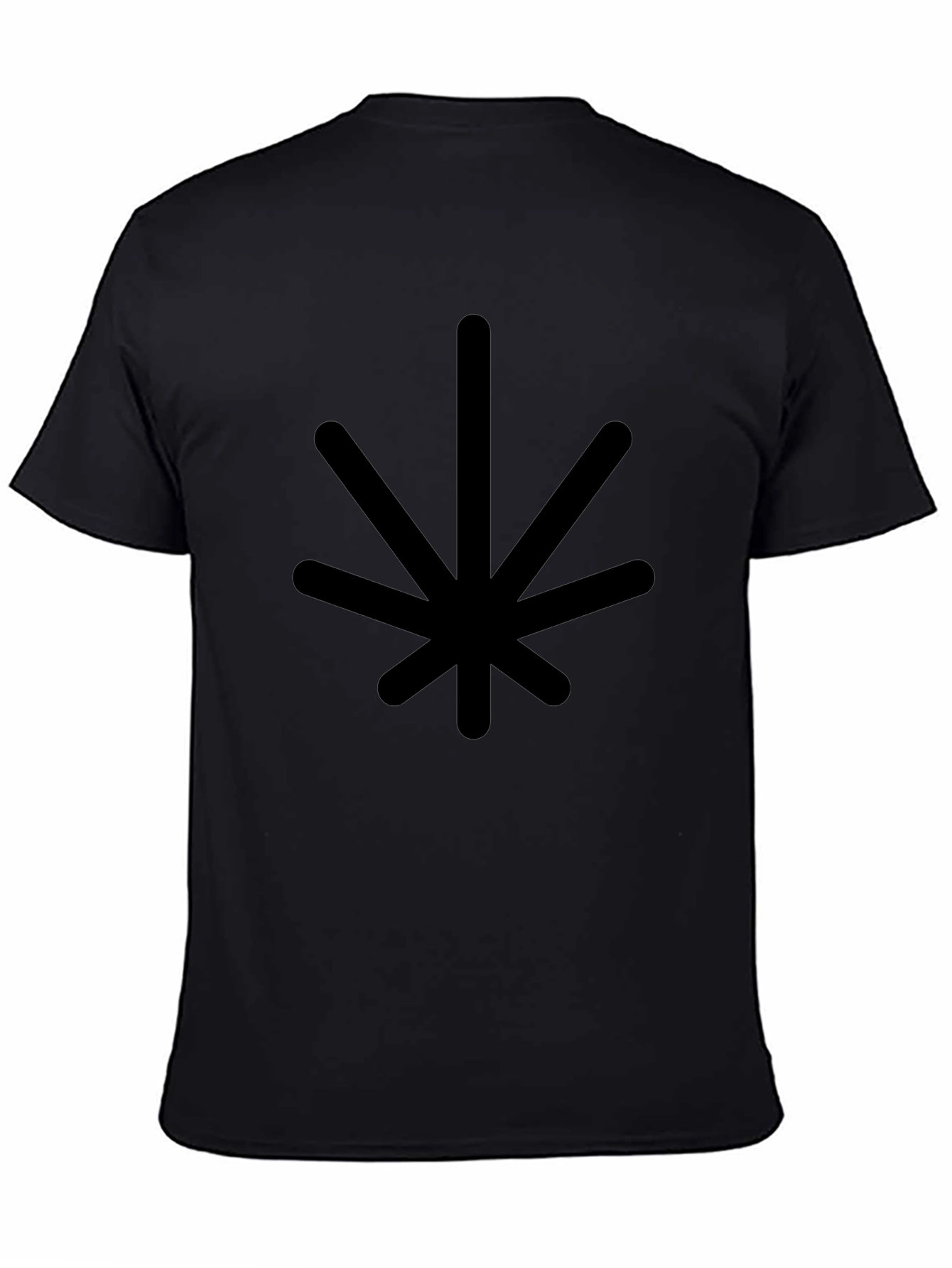 Minimalist Black T-Shirt with Geometric Leaf Design