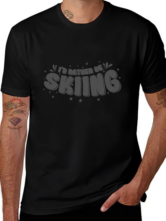 Id Rather Be Skiing Black Tee Shirt