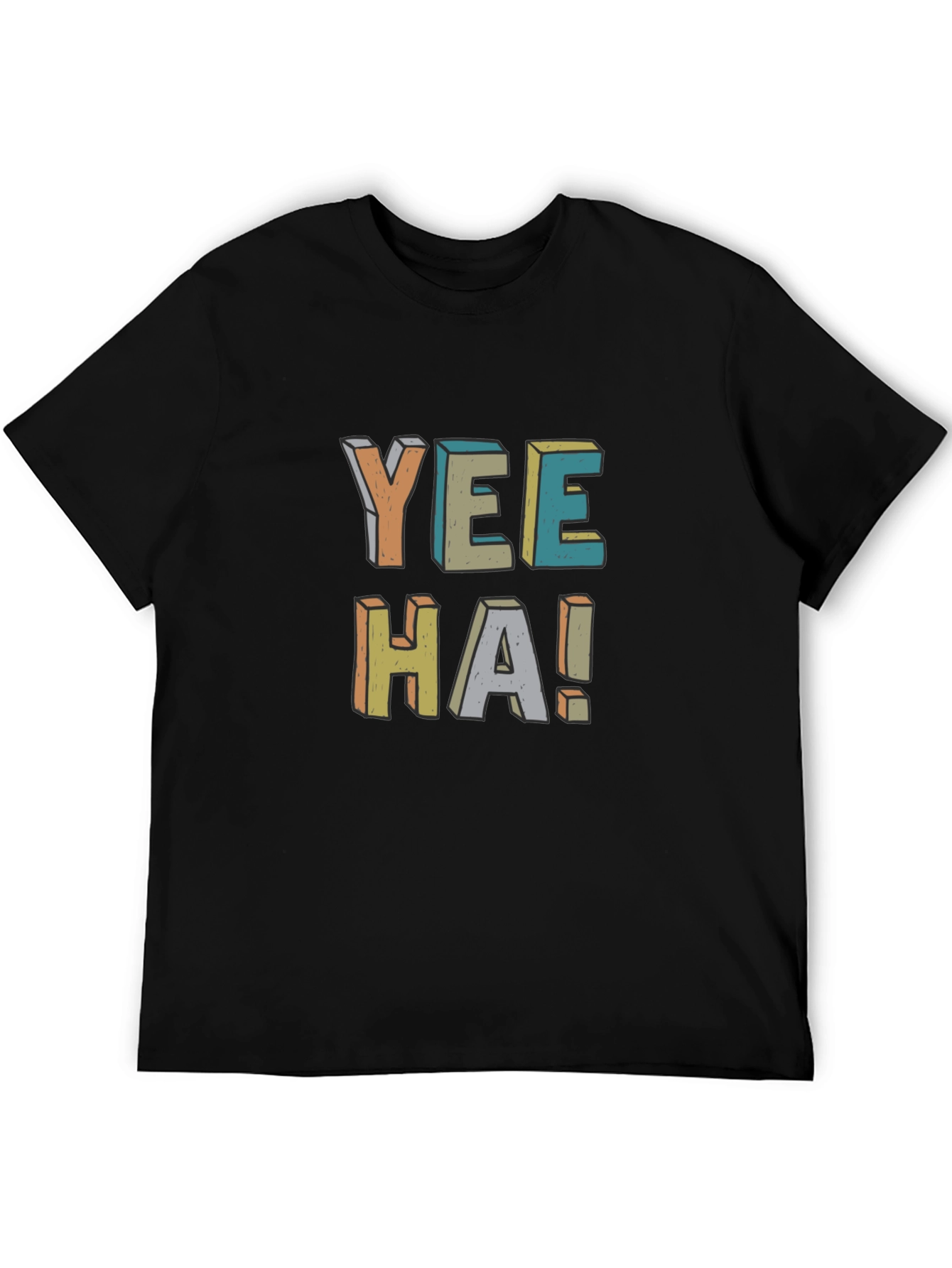 Retro Yee-Haw Graphic Tee - Black Cotton T-Shirt