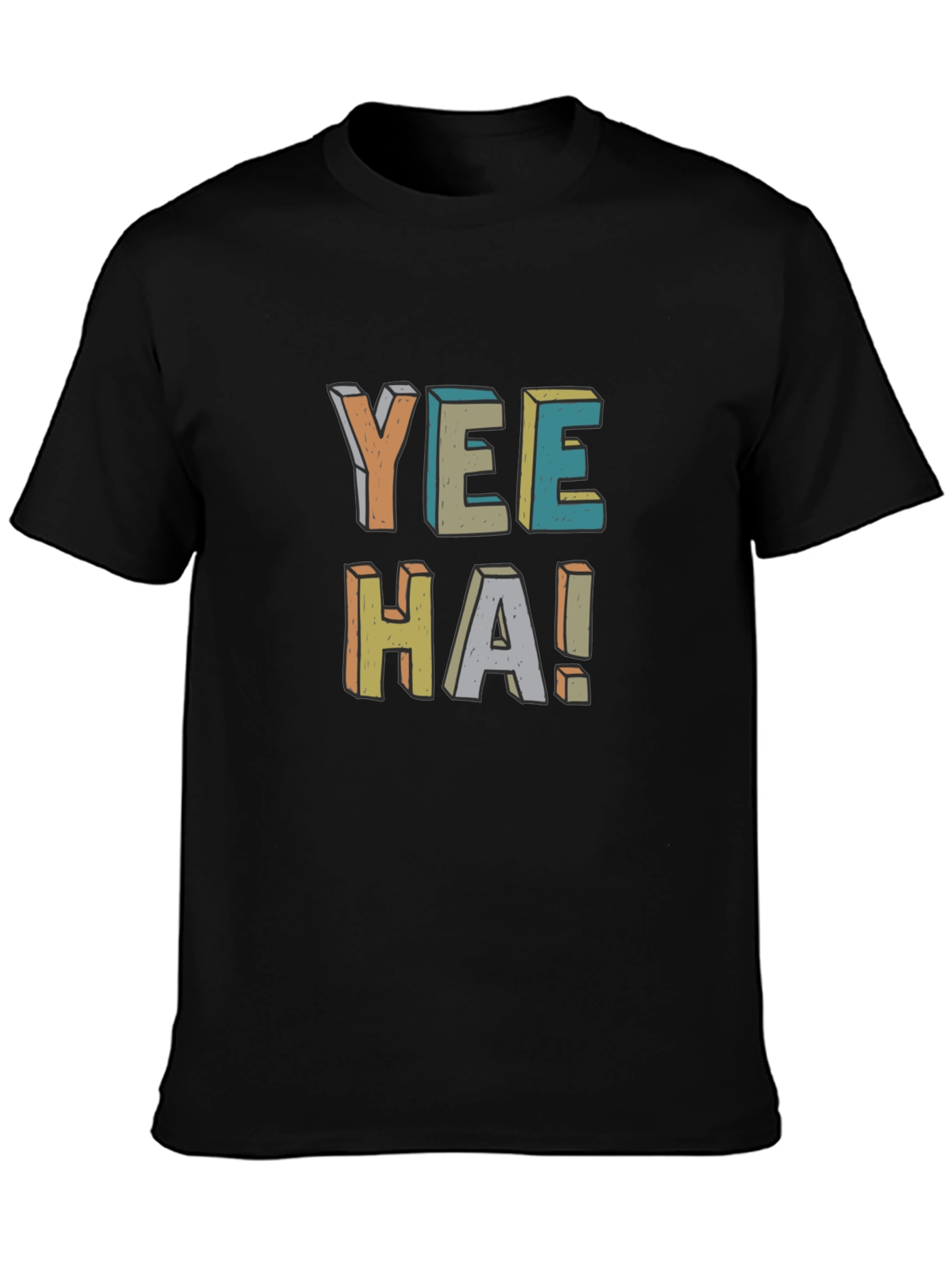 Retro Yee-Haw Graphic Tee - Black Cotton T-Shirt