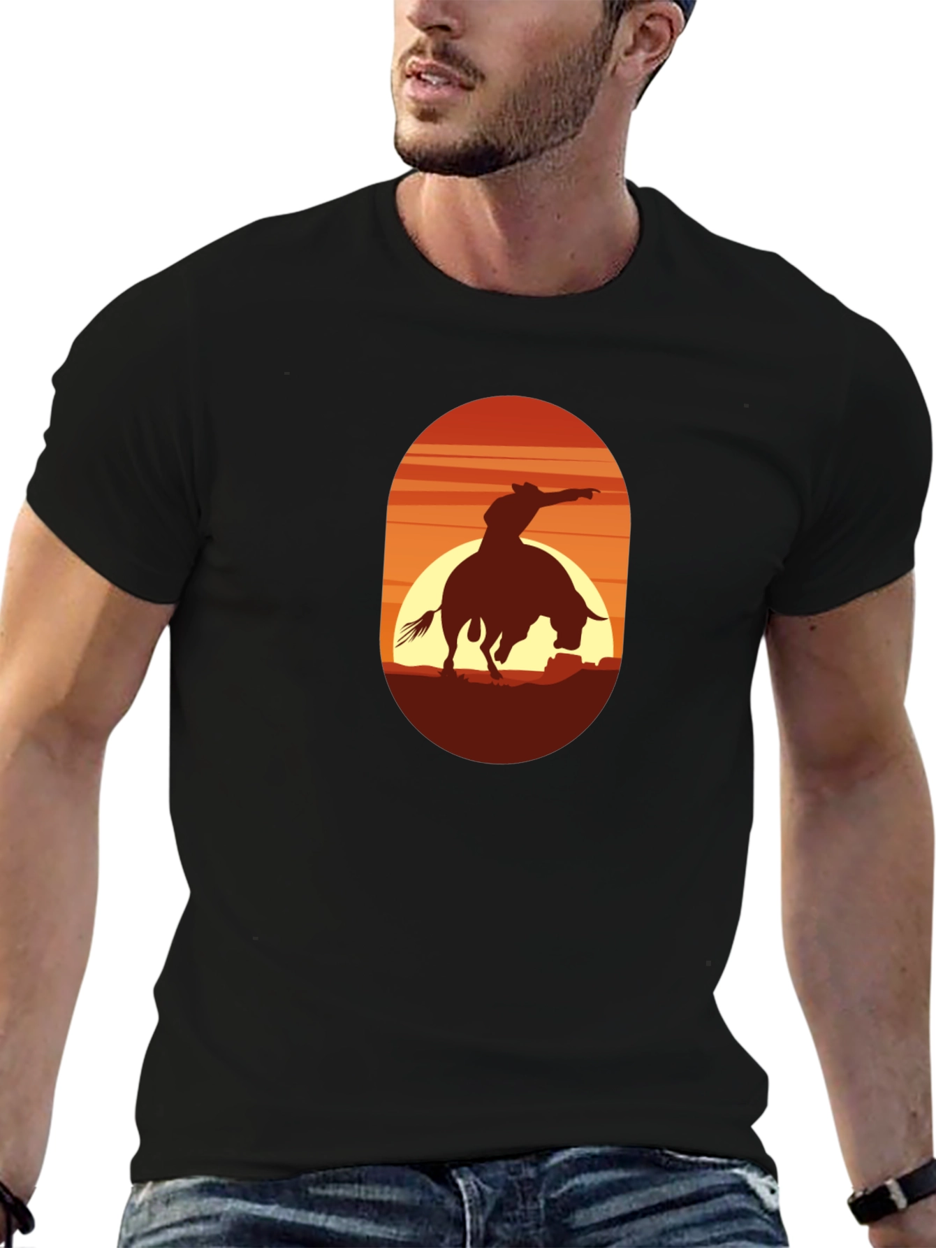 Cowboy Silhouette Graphic Tee - Western Style Shirt