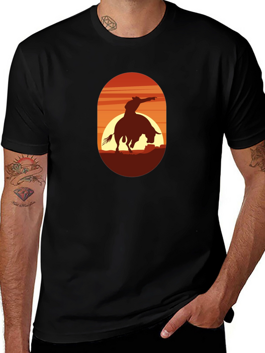 Cowboy Silhouette Graphic Tee - Western Style Shirt