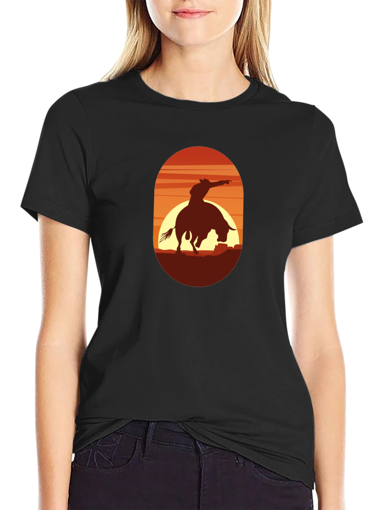 Cowboy Silhouette Graphic Tee - Western Style Shirt