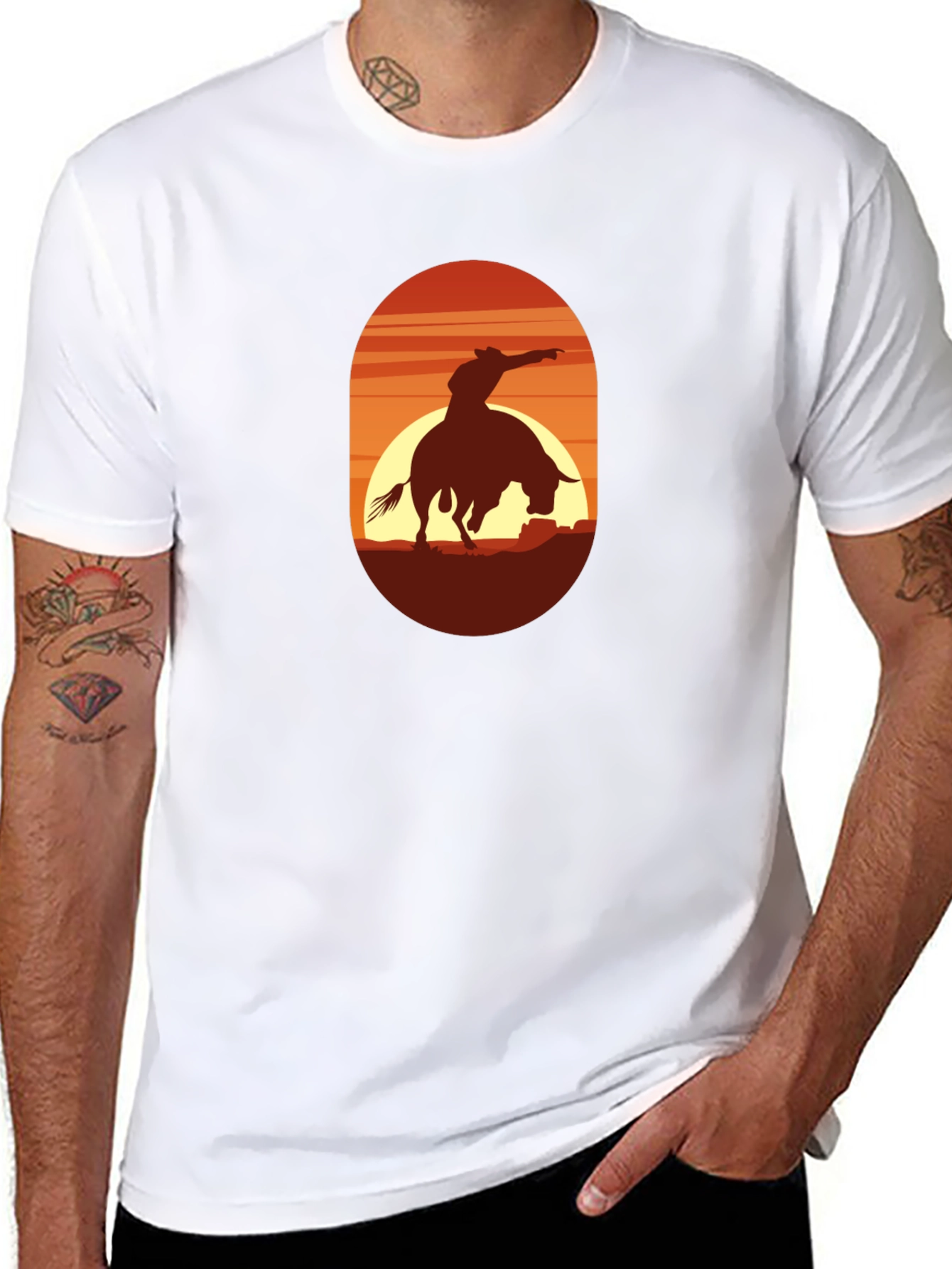 Cowboy Silhouette Graphic Tee - Western Style Shirt