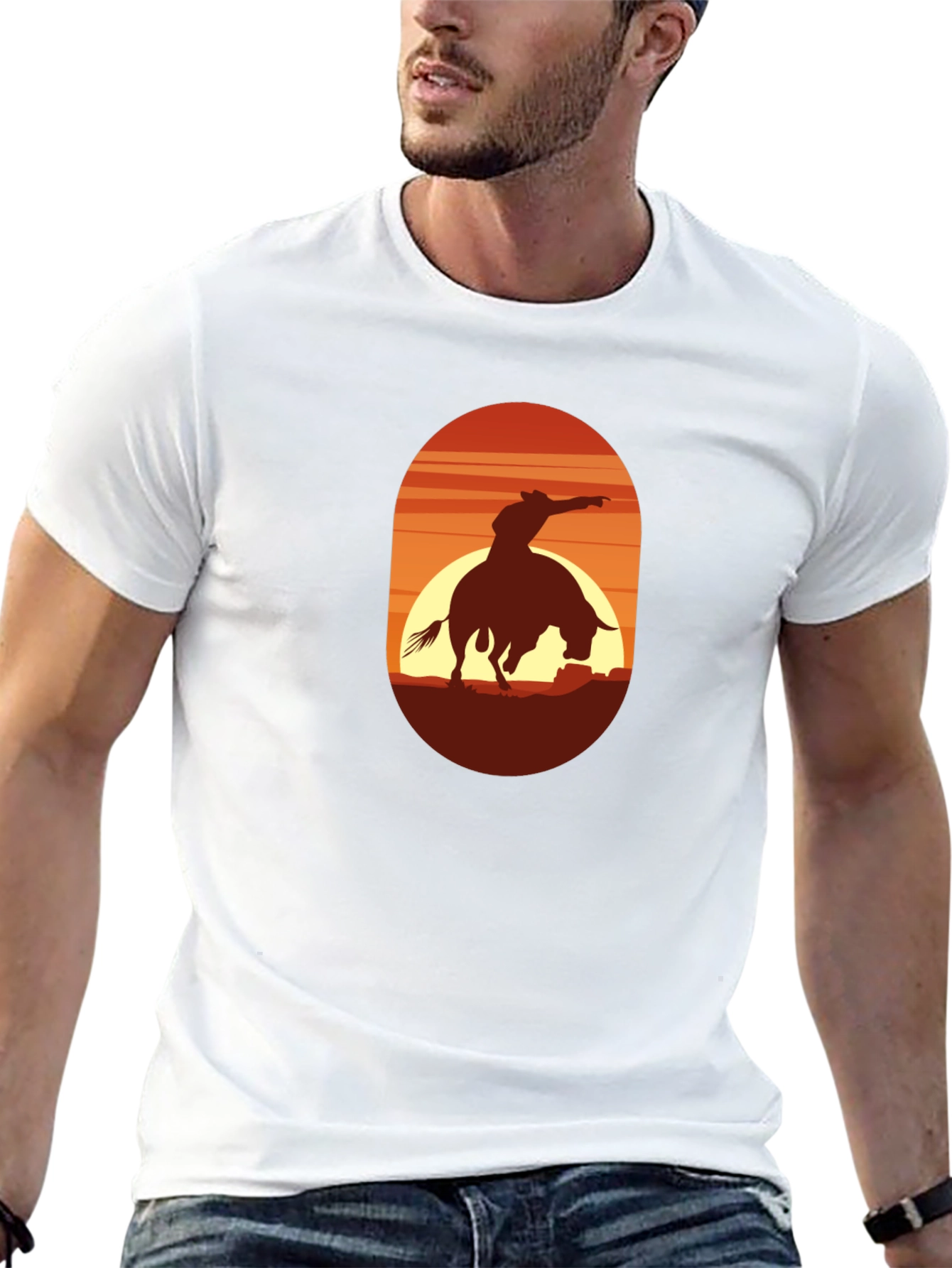 Cowboy Silhouette Graphic Tee - Western Style Shirt