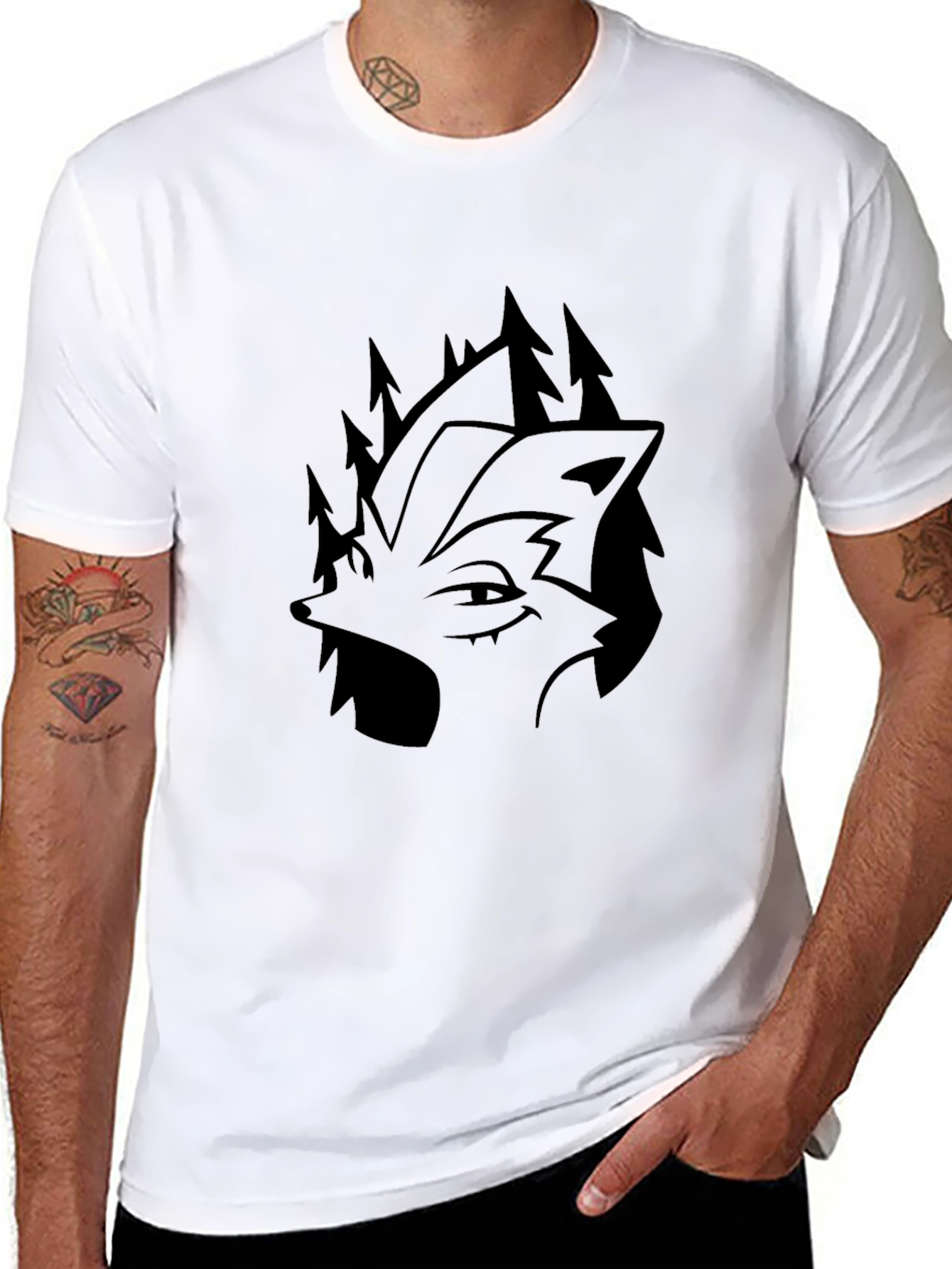 Black Wolf & Forest Graphic Tee