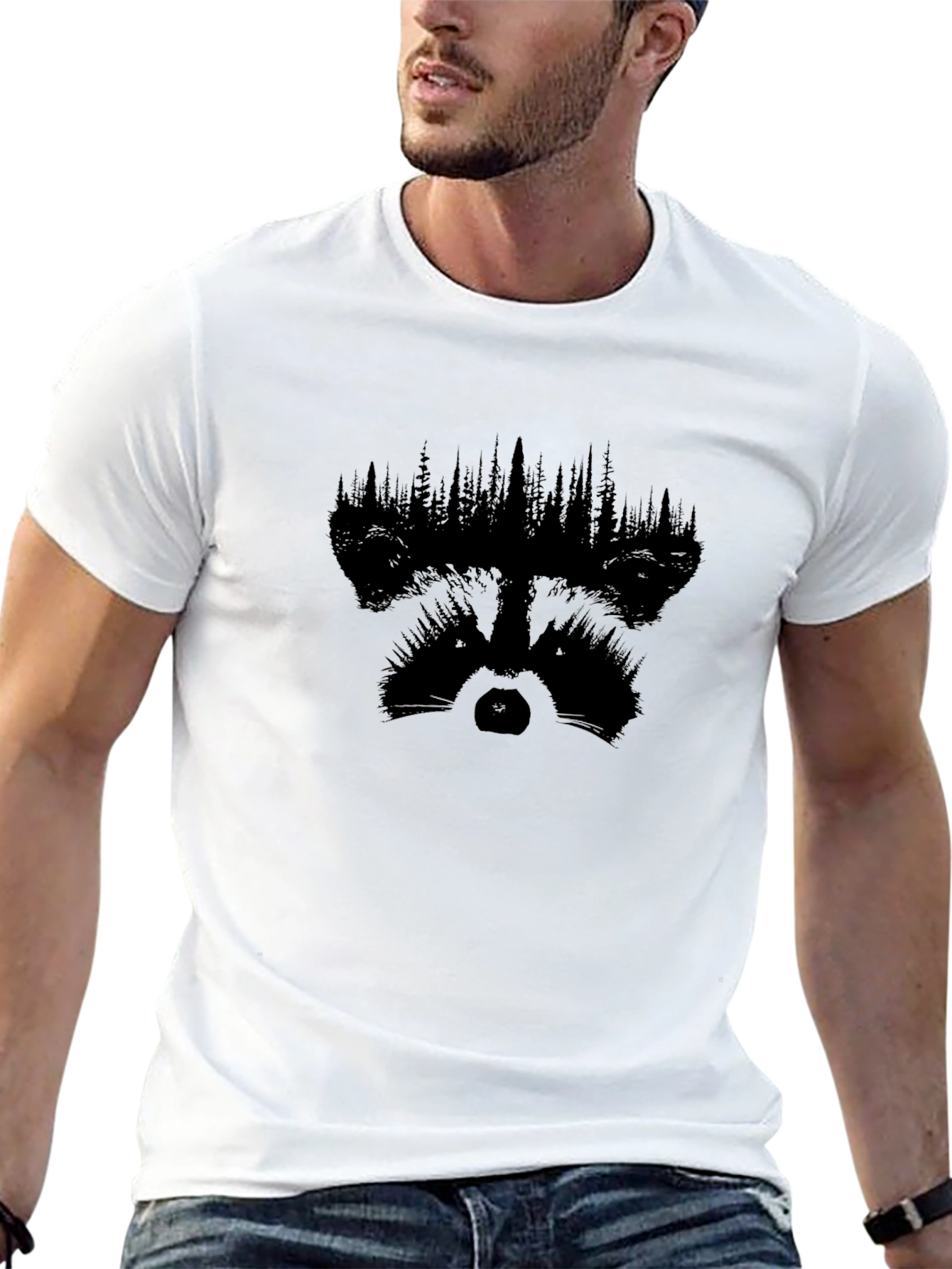 Raccoon Forest Graphic Print T-Shirt