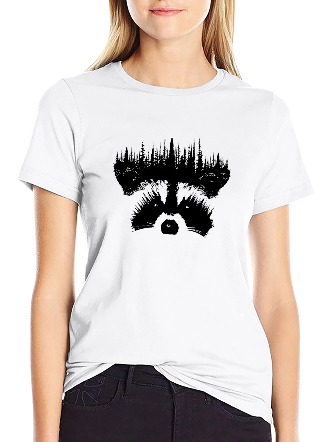 Raccoon Forest Graphic Print T-Shirt