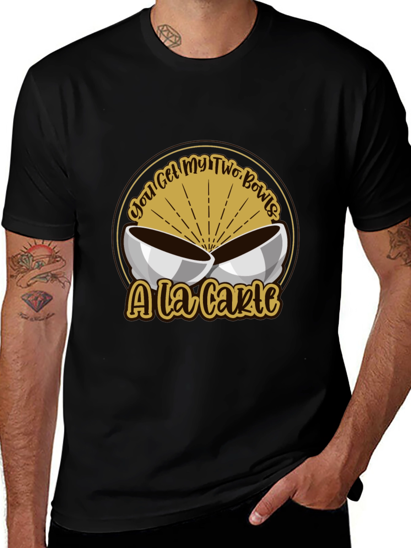 Humorous Two Bowls Graphic T-Shirt