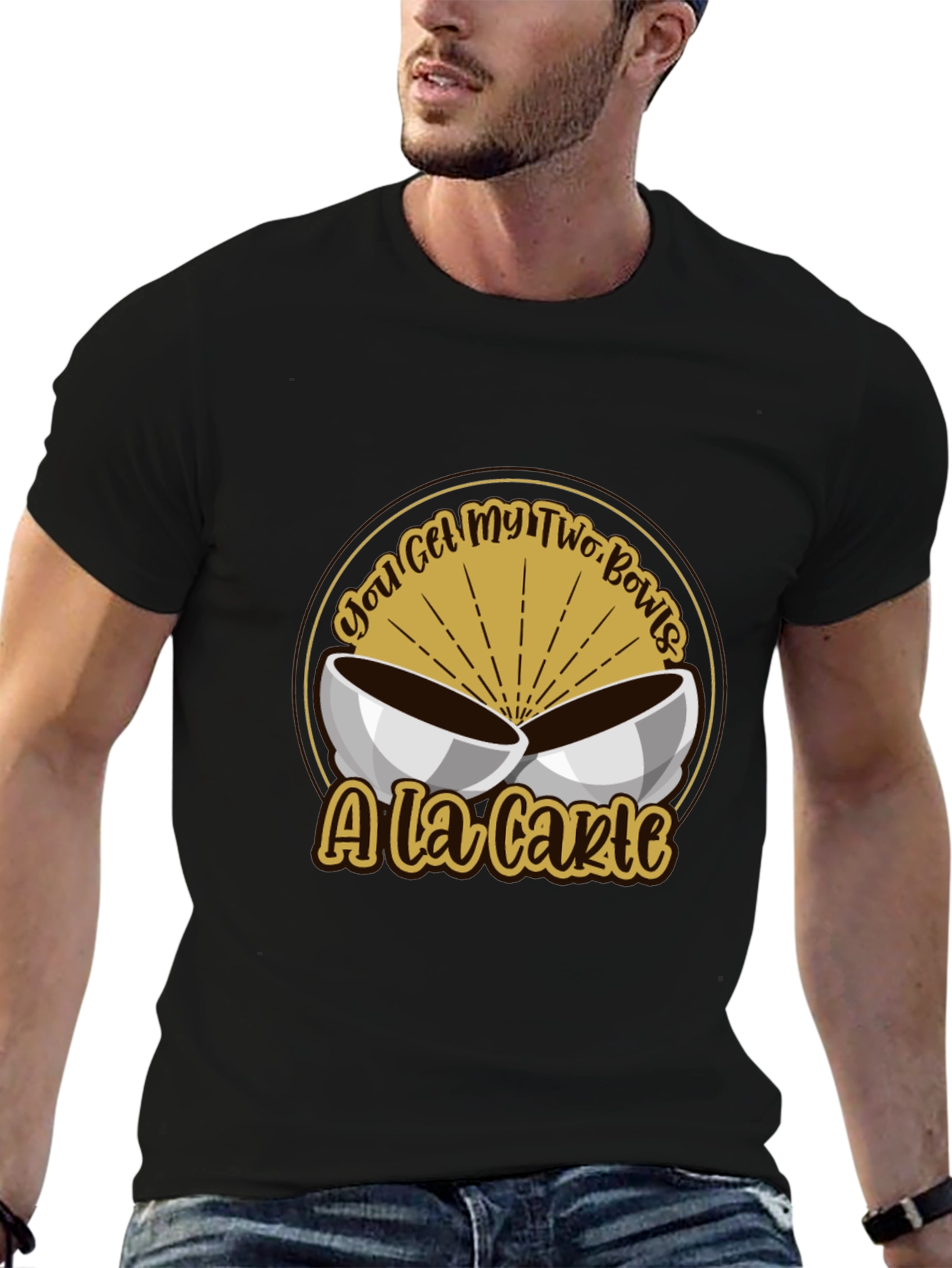 Humorous Two Bowls Graphic T-Shirt