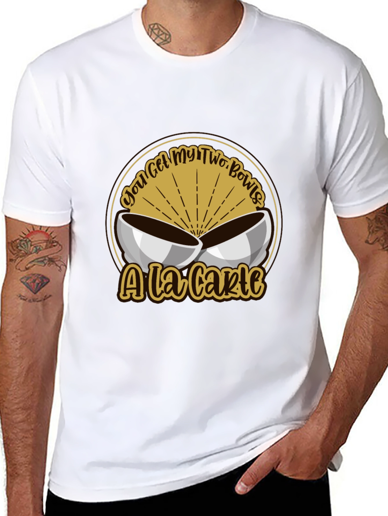 Humorous Two Bowls Graphic T-Shirt