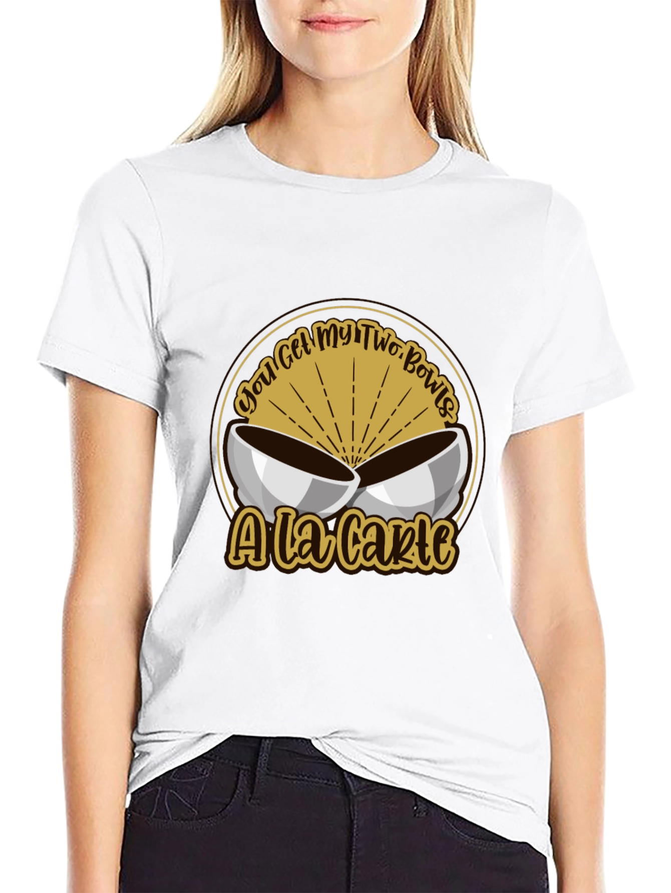 Humorous Two Bowls Graphic T-Shirt