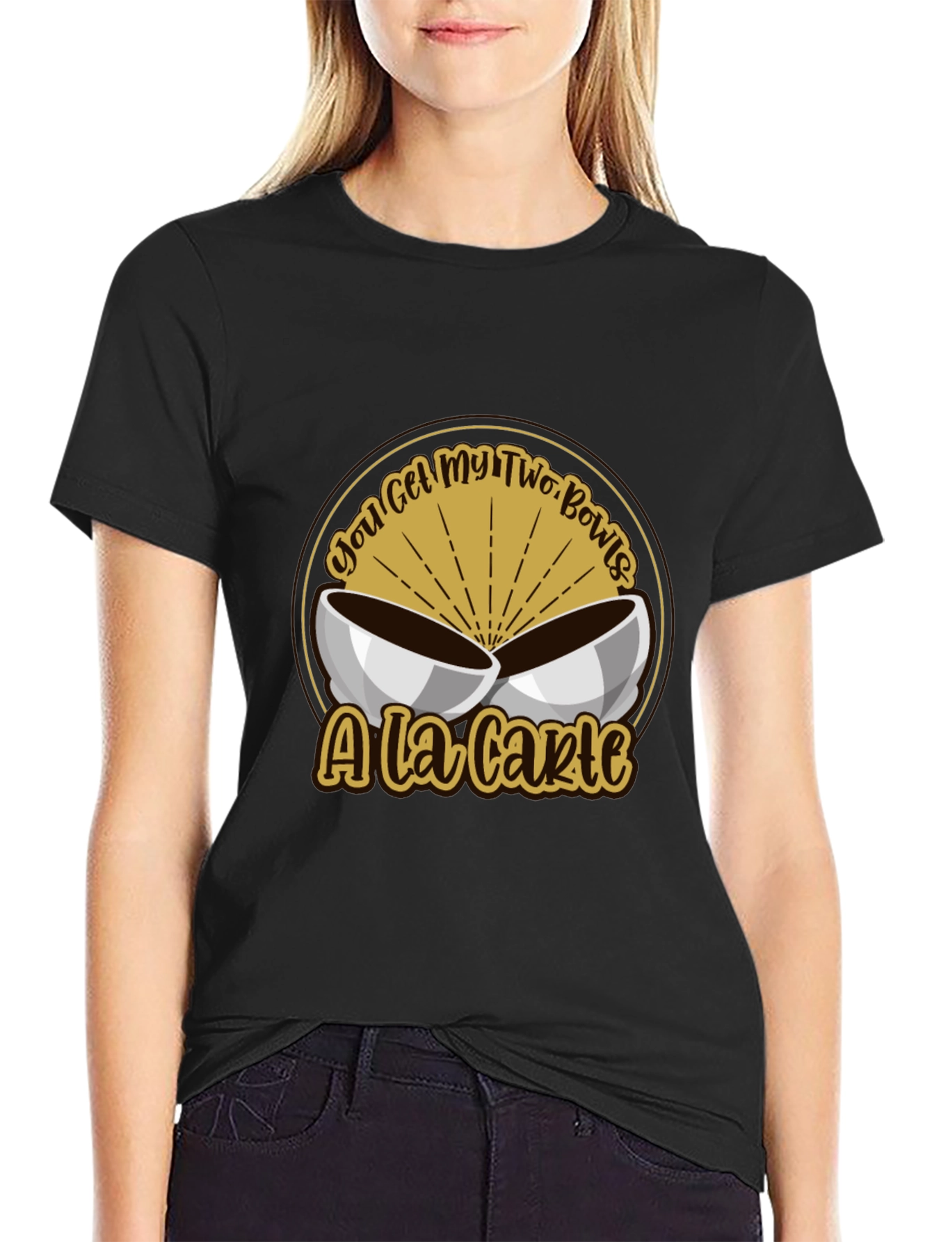 Humorous Two Bowls Graphic T-Shirt