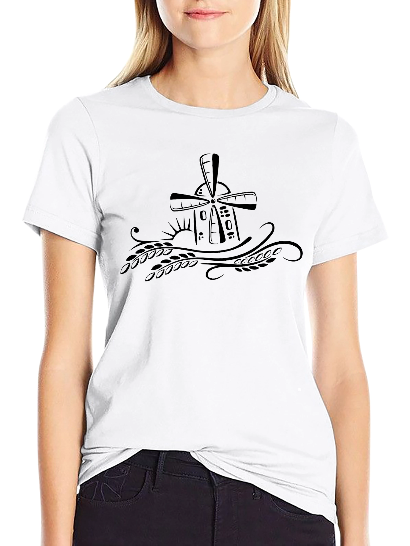 Mens Black Windmill Graphic Tee