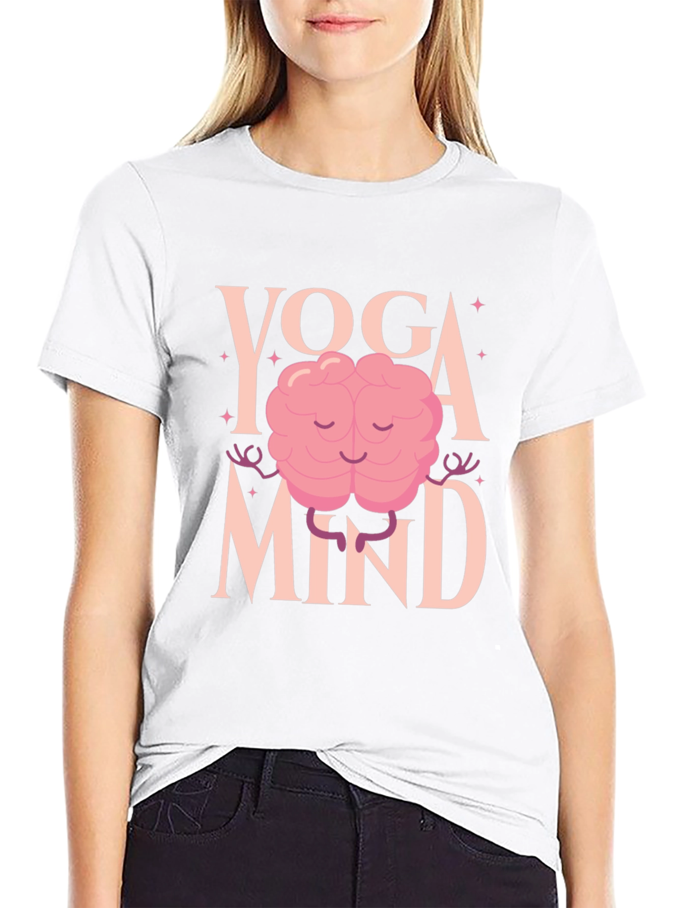 Yoga Mind Black T-Shirt - Meditating Brain Design