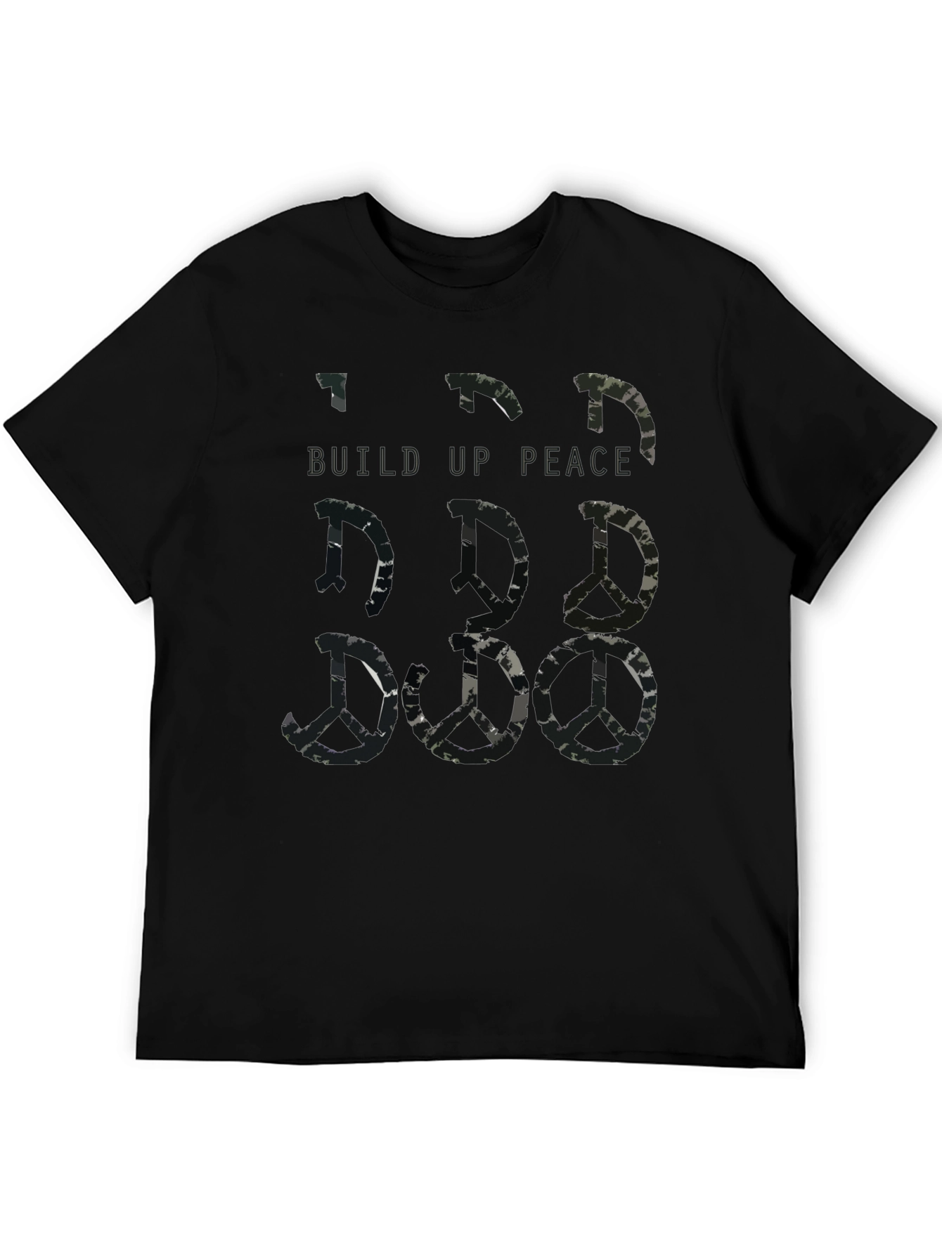 Build Up Peace Camo Peace Sign Graphic T-Shirt