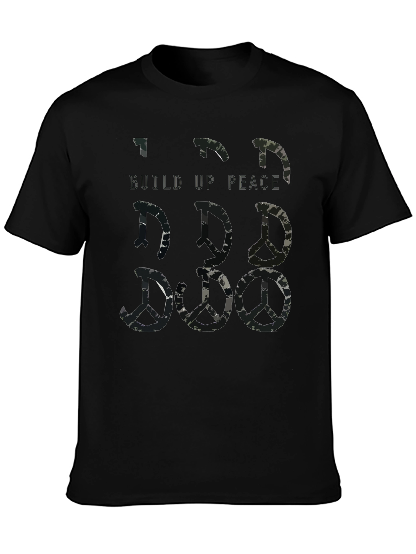 Build Up Peace Camo Peace Sign Graphic T-Shirt