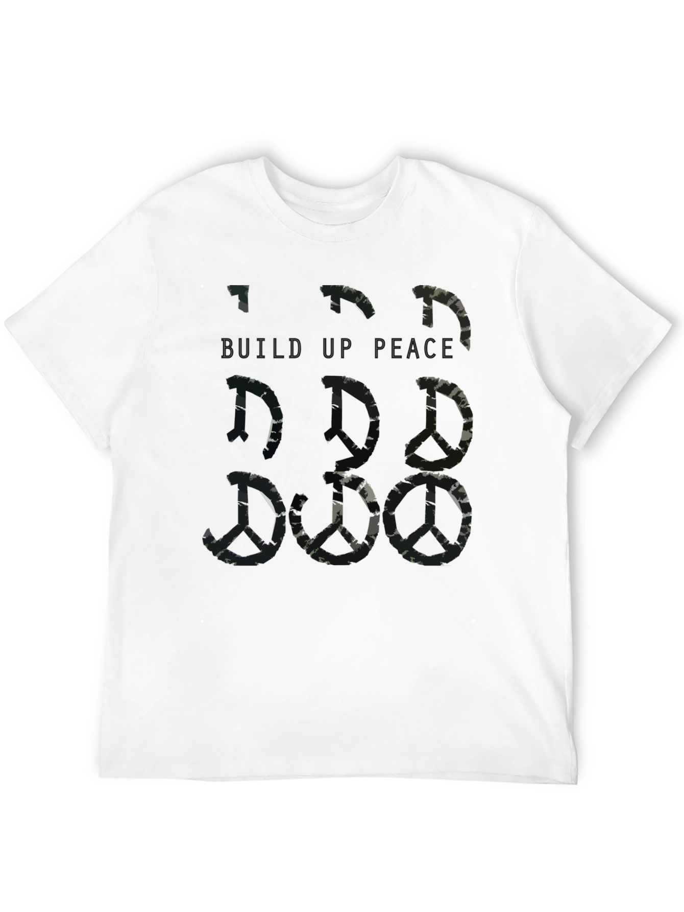 Build Up Peace Camo Peace Sign Graphic T-Shirt