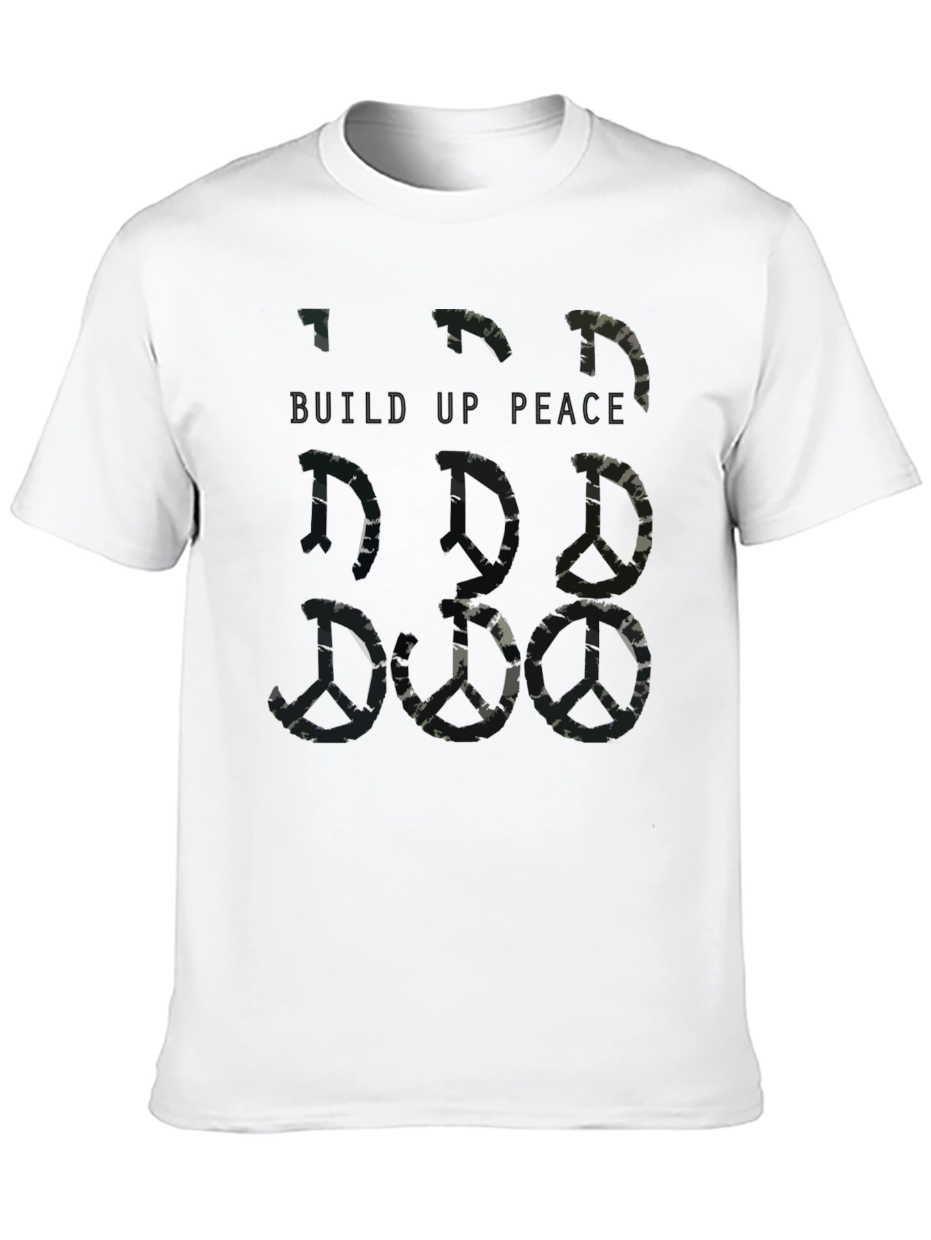 Build Up Peace Camo Peace Sign Graphic T-Shirt