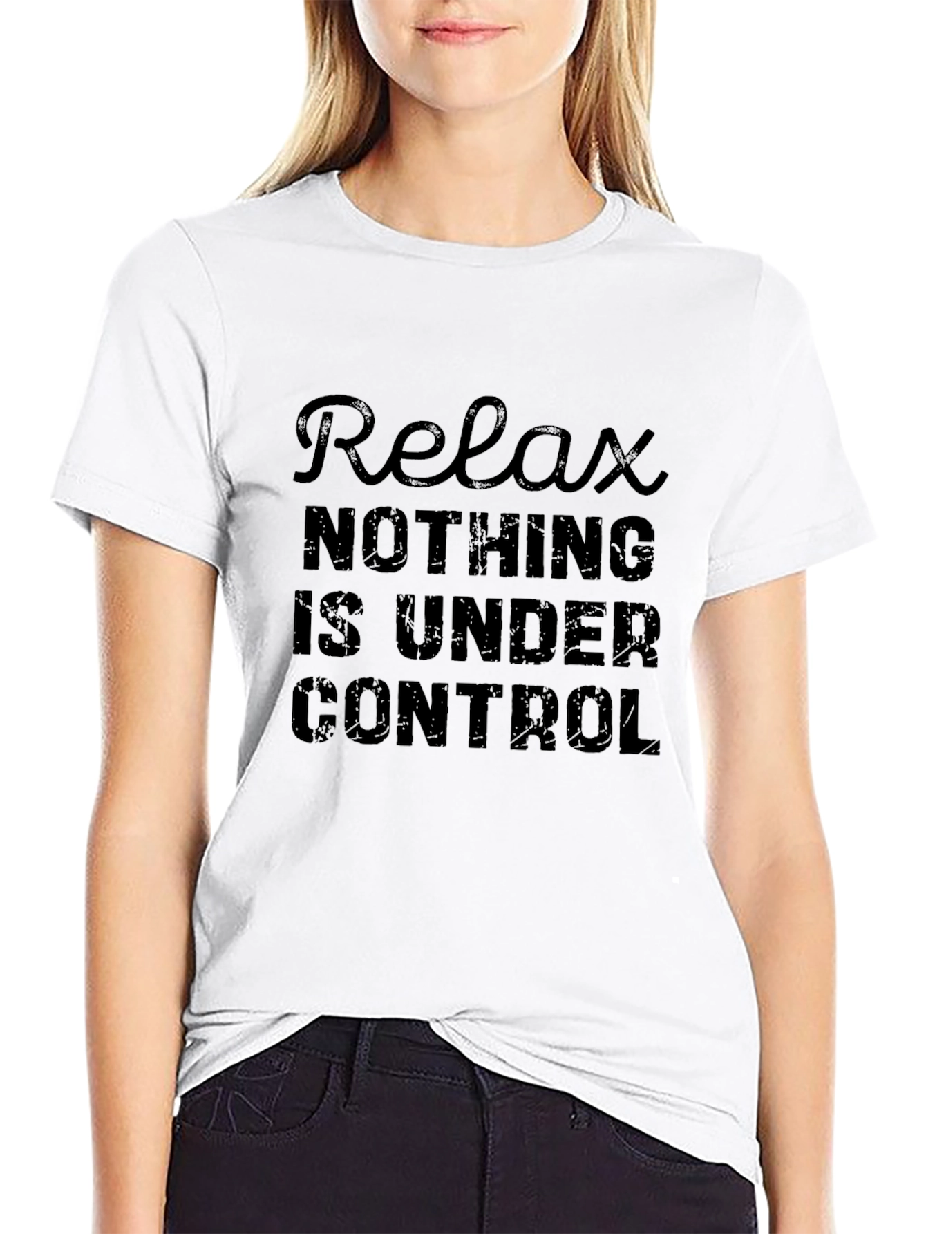 Relax Nothing Is Under Control Mens Black T-Shirt